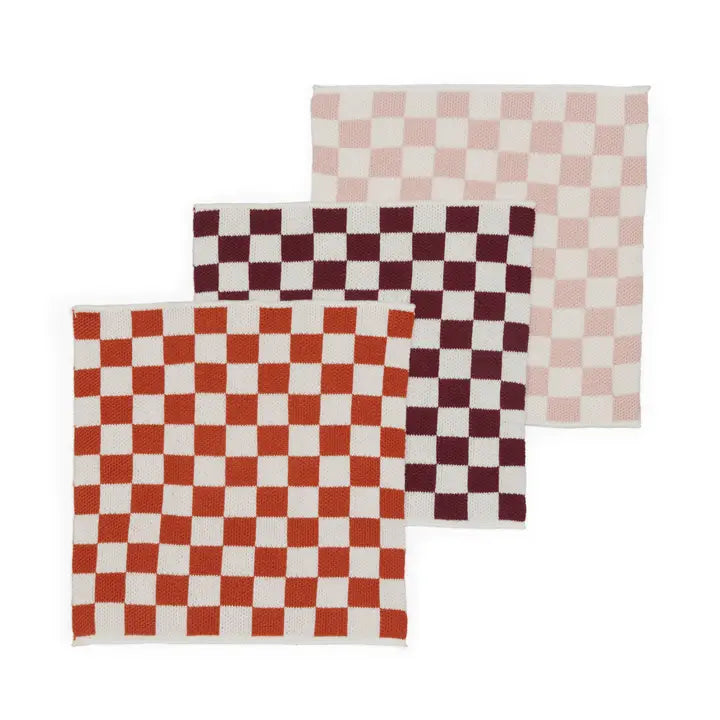 Sophie Home Reusable Cotton Checked Dish Cloths - Set of 3 - Lifestory