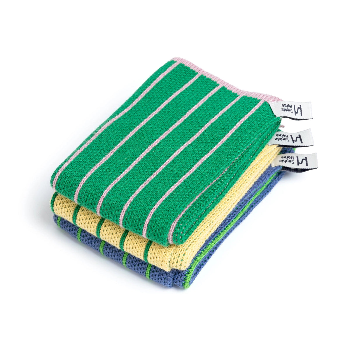 Sophie Home Reusable Cotton Striped Dish Cloths - Set of 3