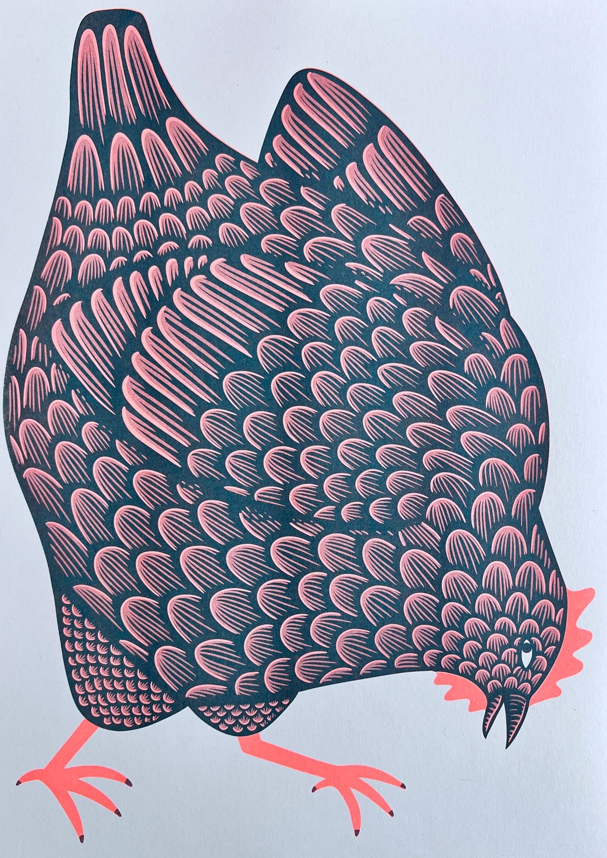 "The Plot Chickens" Unframed A3 Riso Print by Strangford