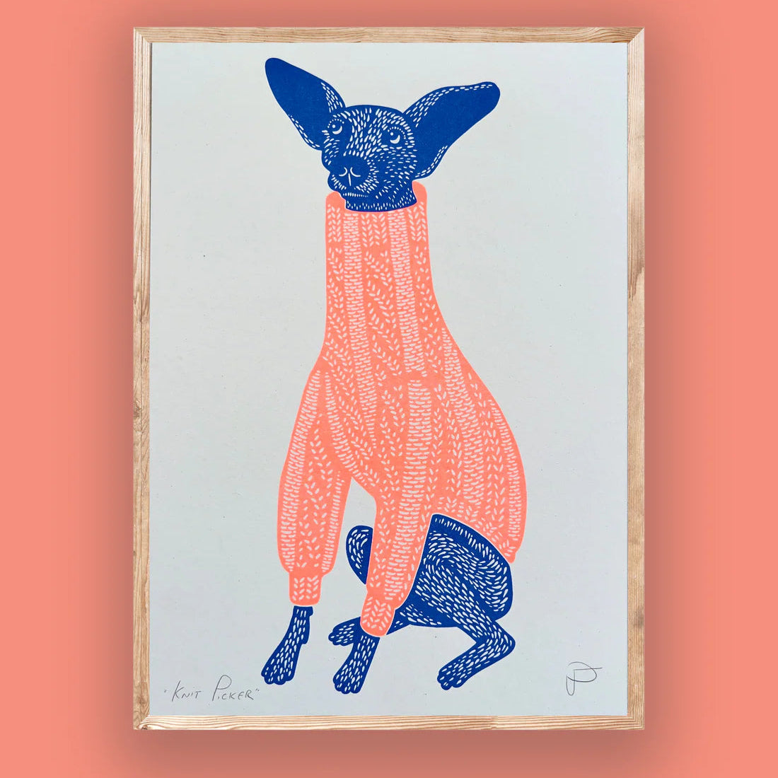 "Knit Picker" Unframed A4 Riso Print by Strangford