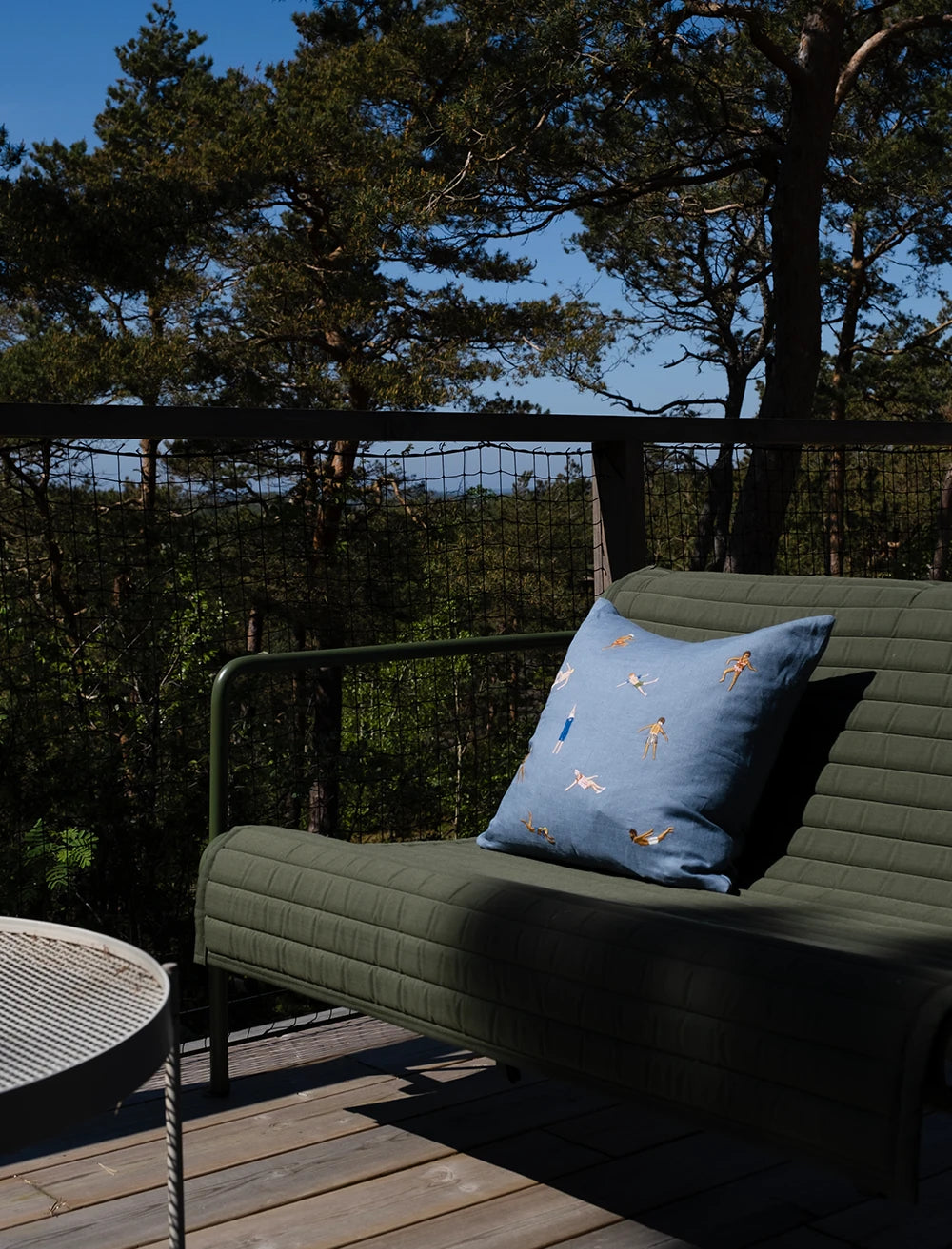 Fine Little Day Blue 'Swimmers' Embroidered Square Cushion Cover - Optional Inner - Lifestory