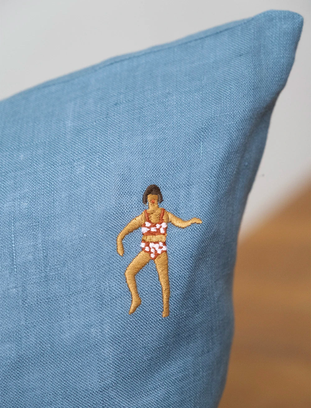 Fine Little Day Blue 'Swimmers' Embroidered Square Cushion Cover - Optional Inner - Lifestory