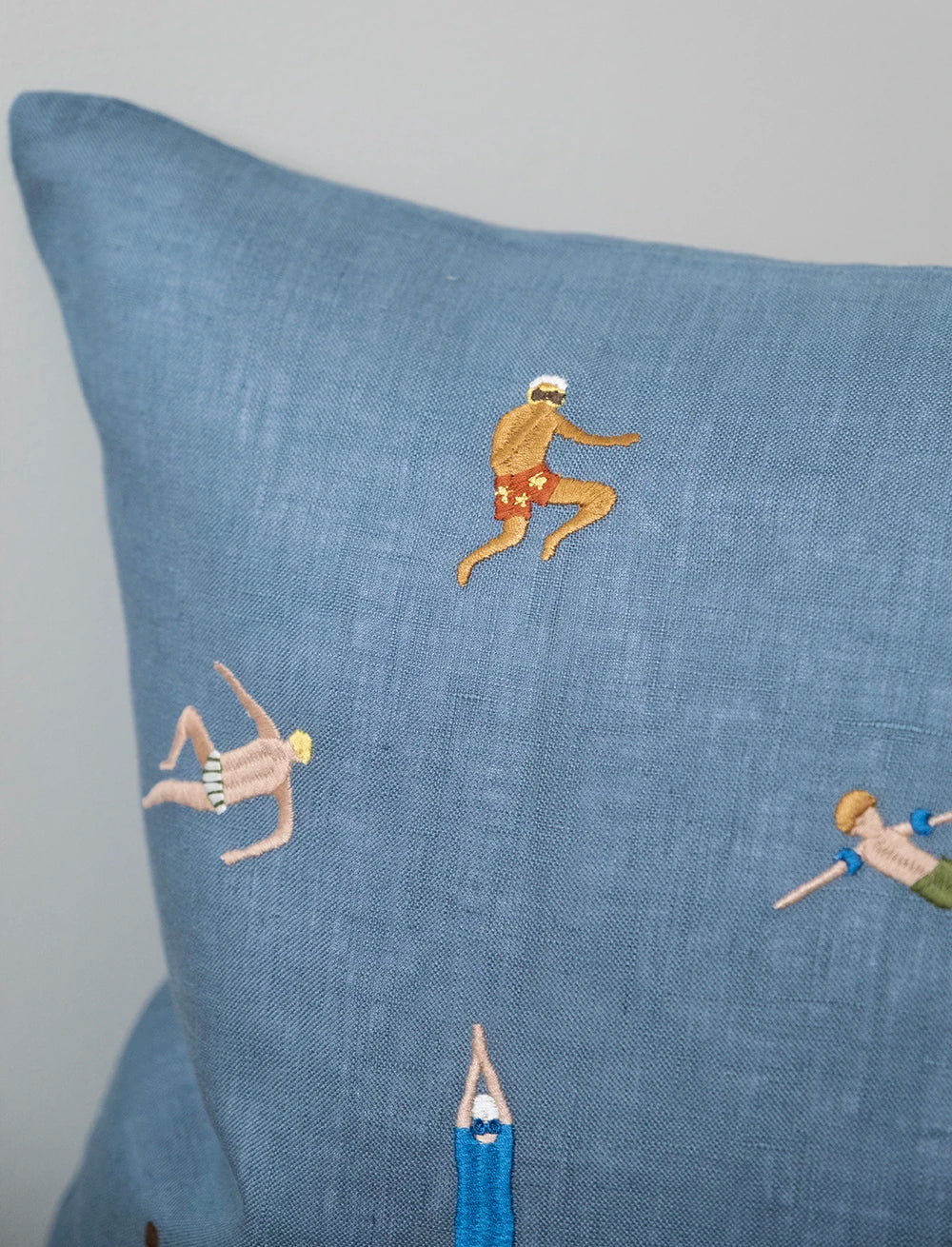 Fine Little Day Blue 'Swimmers' Embroidered Square Cushion Cover - Optional Inner - Lifestory