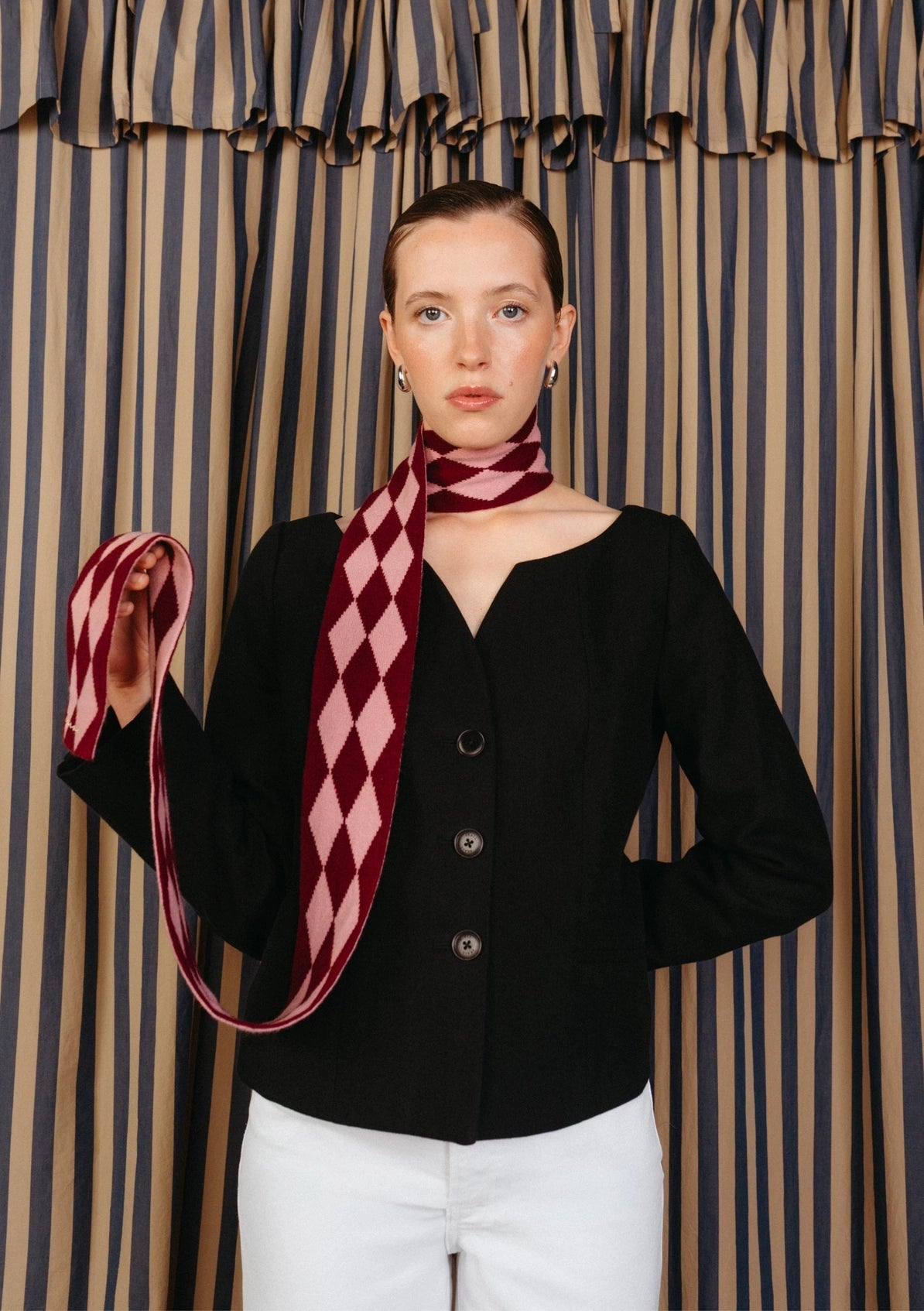 TBCo Merino Wool Skinny Harlequin Scarf in Various Colours