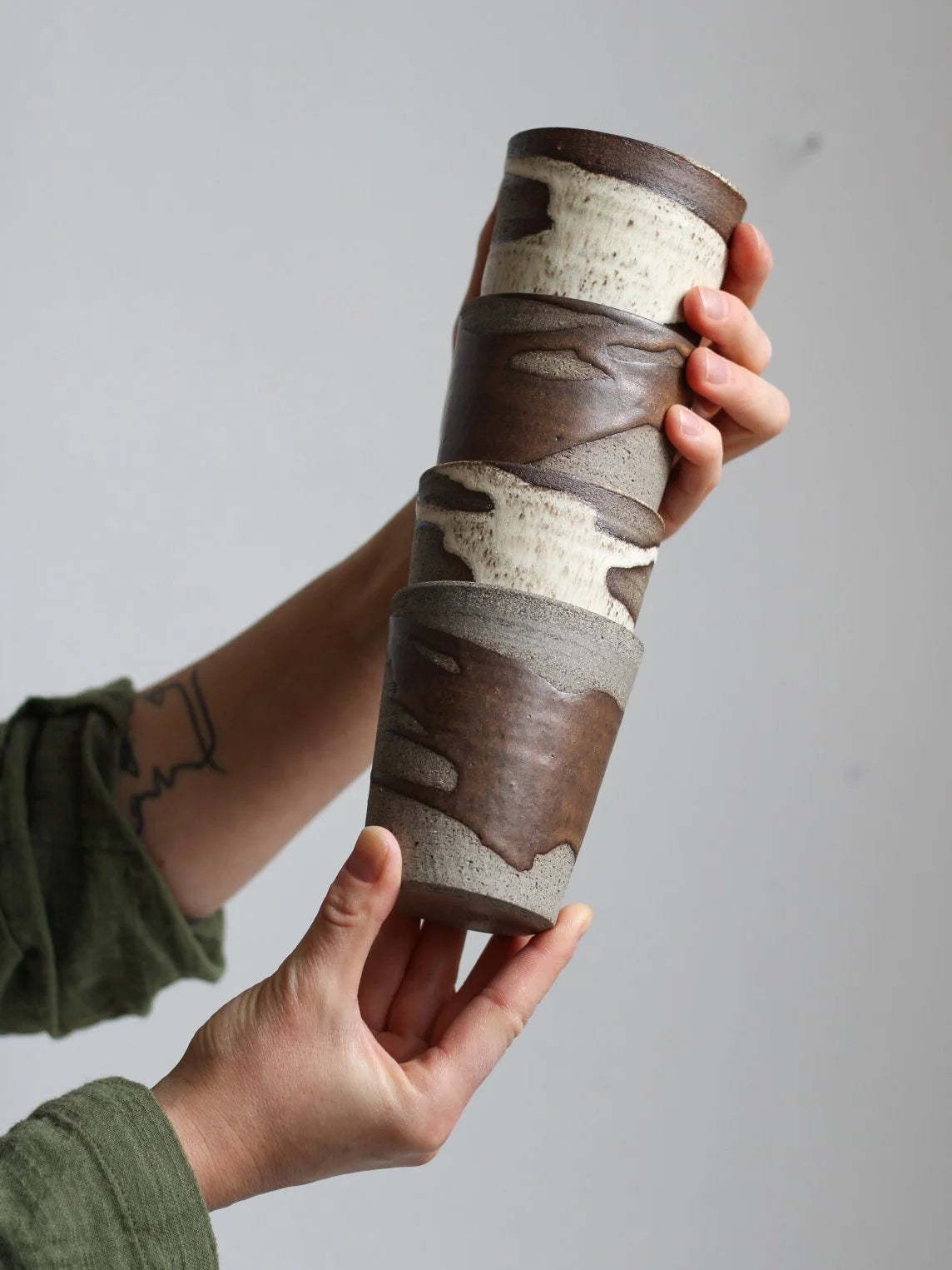Patterned Beaker Mug in Dune | Hand Thrown | by Aku Ceramics - Lifestory