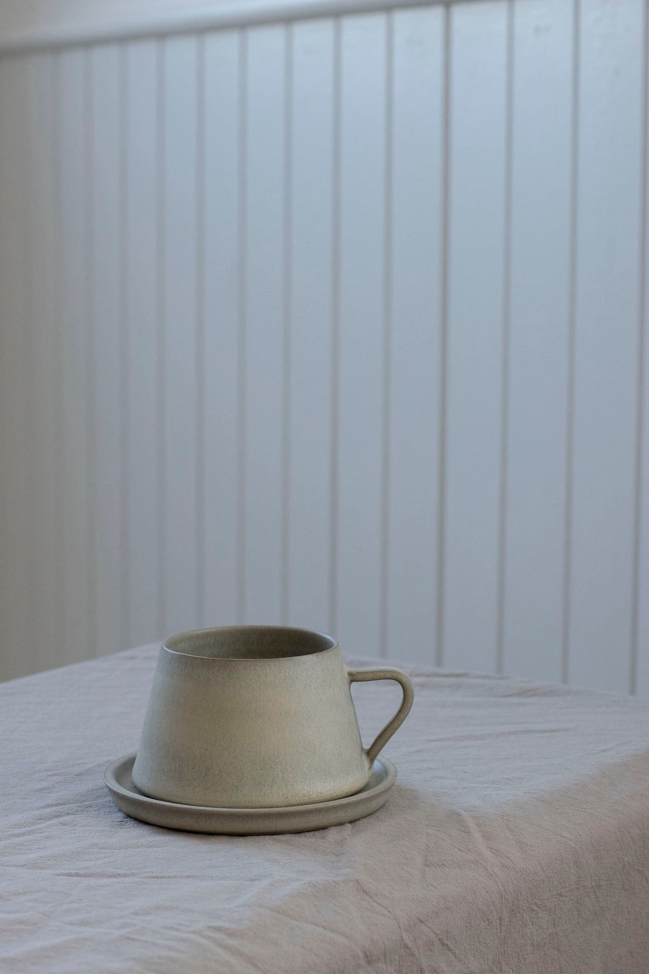 Tapered Cup & Saucer | Feather Grey | by Borja Moronta - Lifestory
