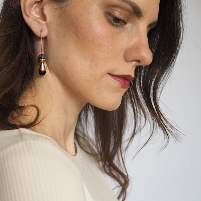 Form Brass Cup & Cone Earrings | by brass+bold - Lifestory