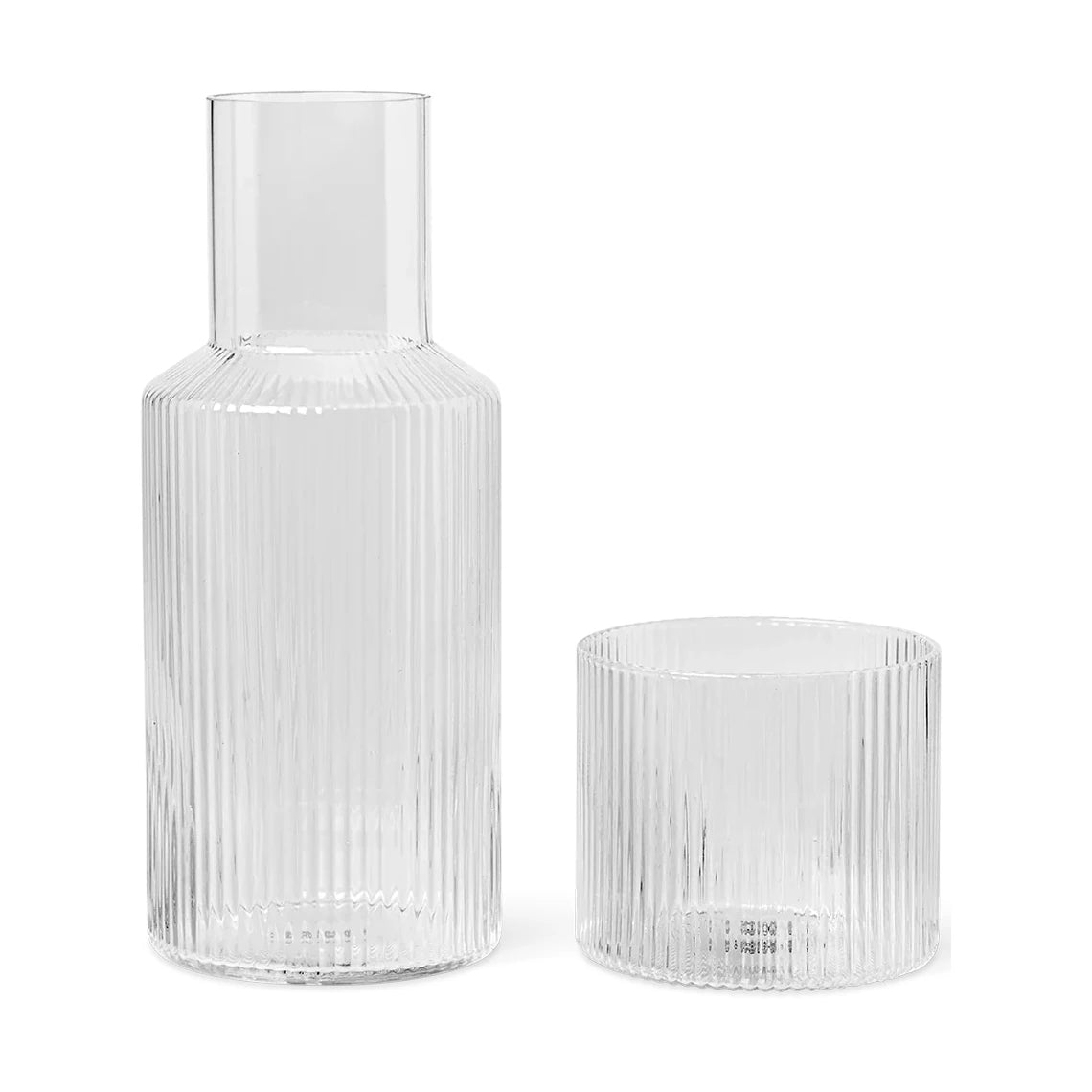 ferm Living Ripple Carafe & Glass Set | Clear | Glass - Lifestory