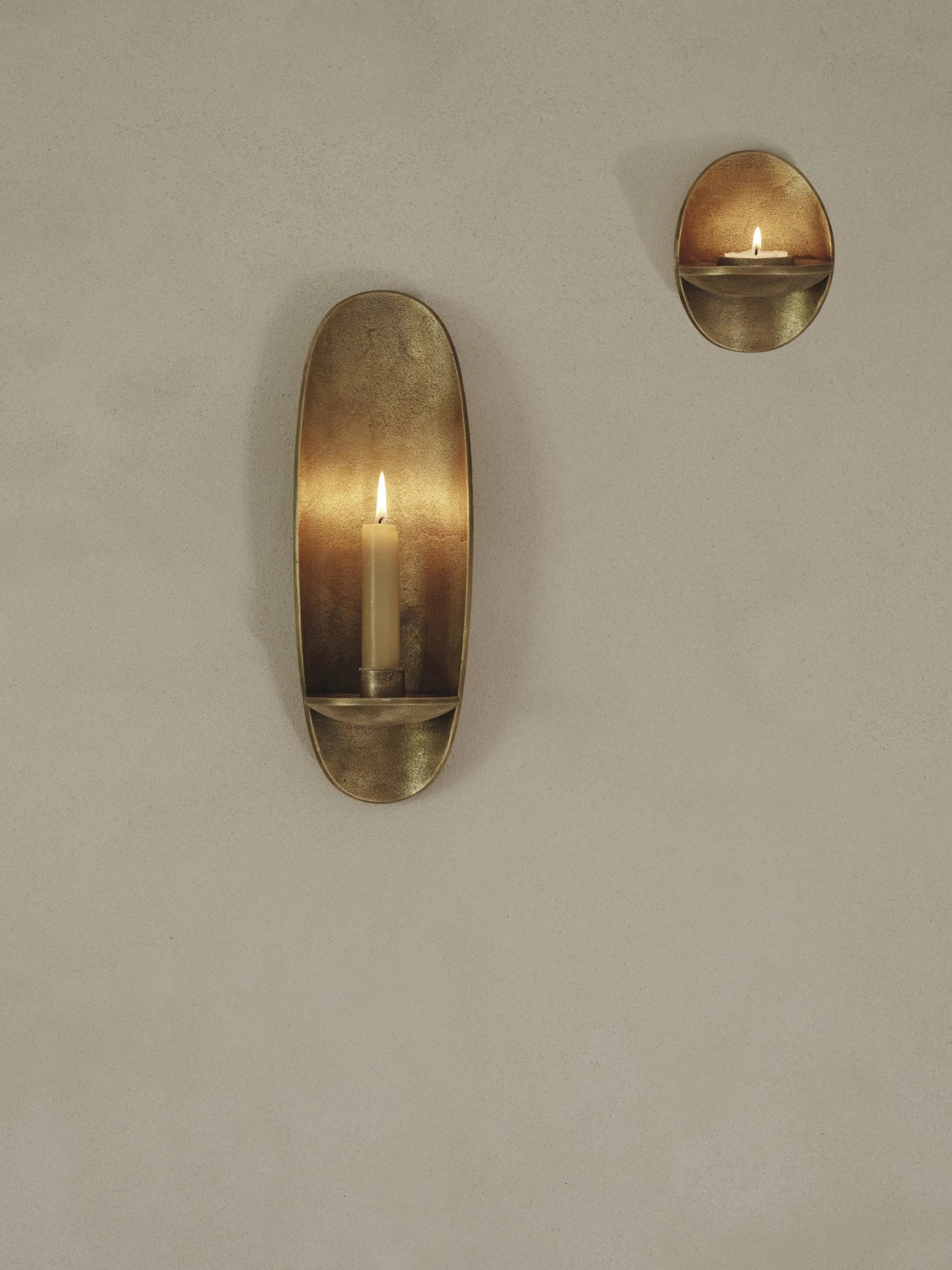 Ferm Living Agapé Wall Candle Holder and Tealight holder Sconce in Rustic Brass Finish