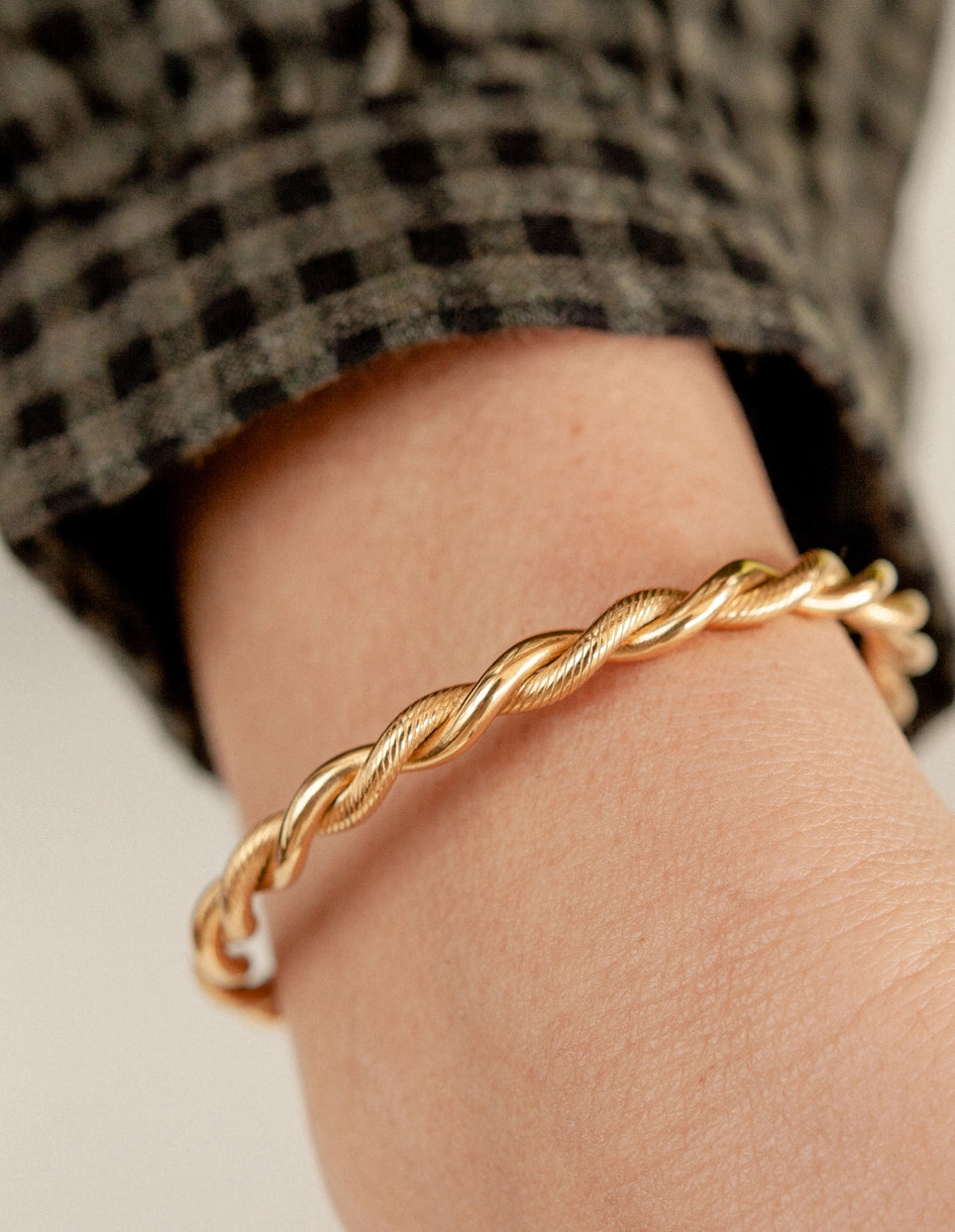 Twist Cuff Bangle - Water Resistant Gold Plating by Nordic Muse - Lifestory