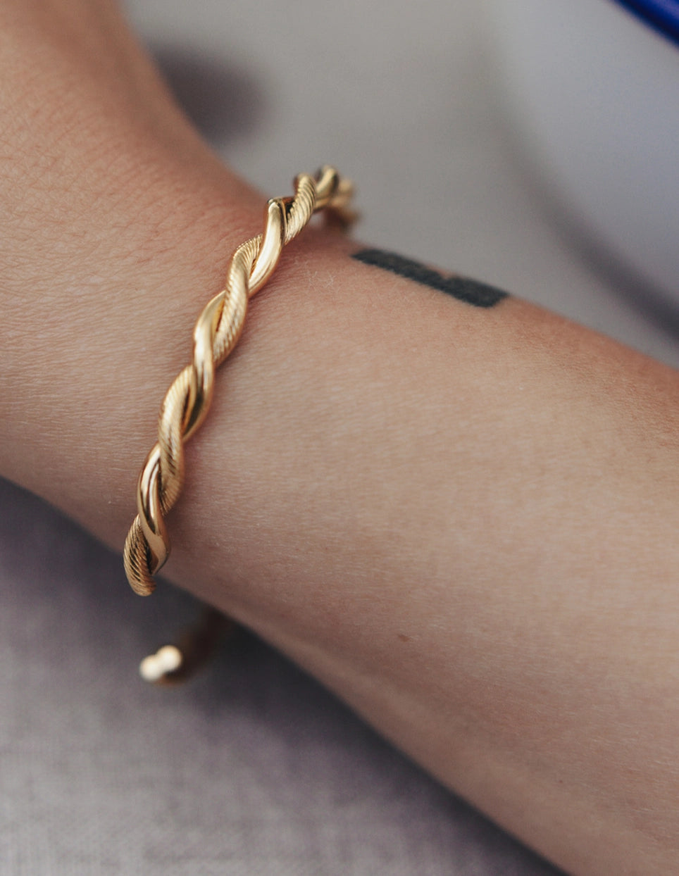 Twist Cuff Bangle - Water Resistant Gold Plating by Nordic Muse - Lifestory