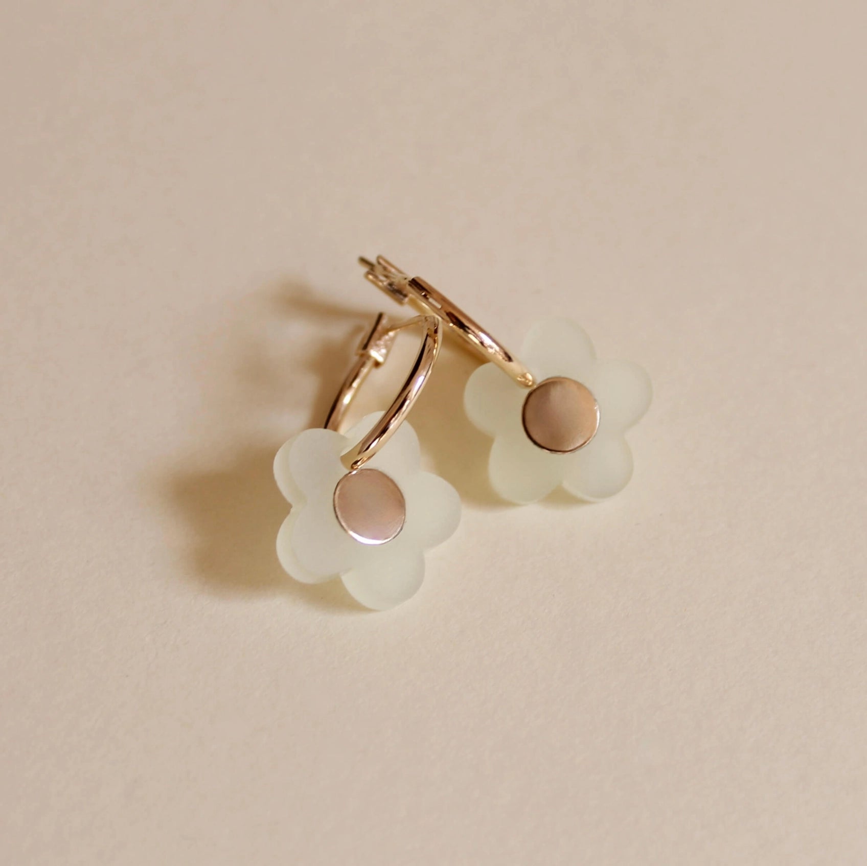 Jules & Clem Colourful Small Flower Hoops with Brass Inlay, Perspex & Gold Plate - Lifestory