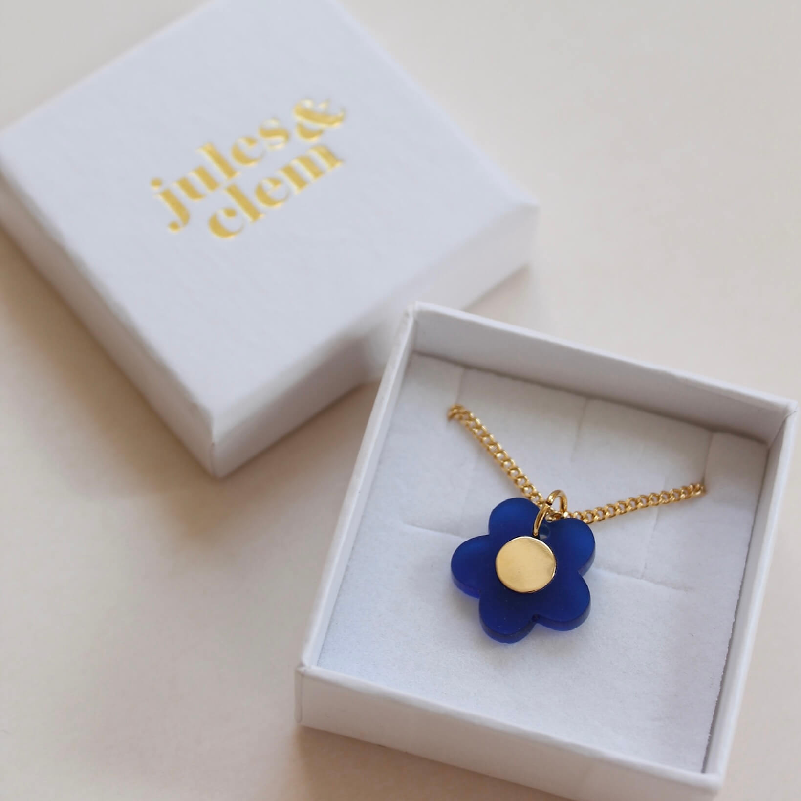 Jules & Clem Colourful Flower Pendant with Brass Inlay, Perspex & Gold Plate - Lifestory