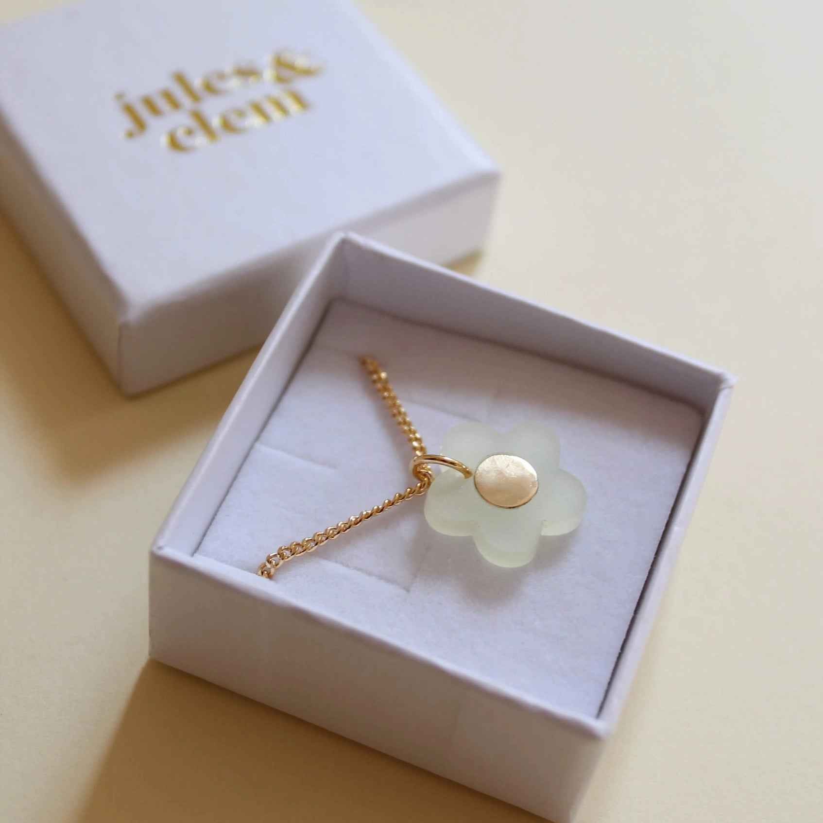 Jules & Clem Colourful Flower Pendant with Brass Inlay, Perspex & Gold Plate - Lifestory