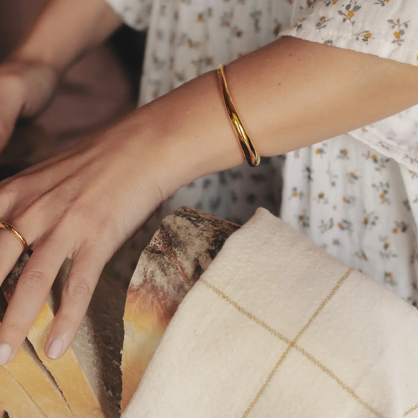 Bold Fluid Cuff Bangle - Water Resistant Gold or Silver Plating by Nordic Muse - Lifestory