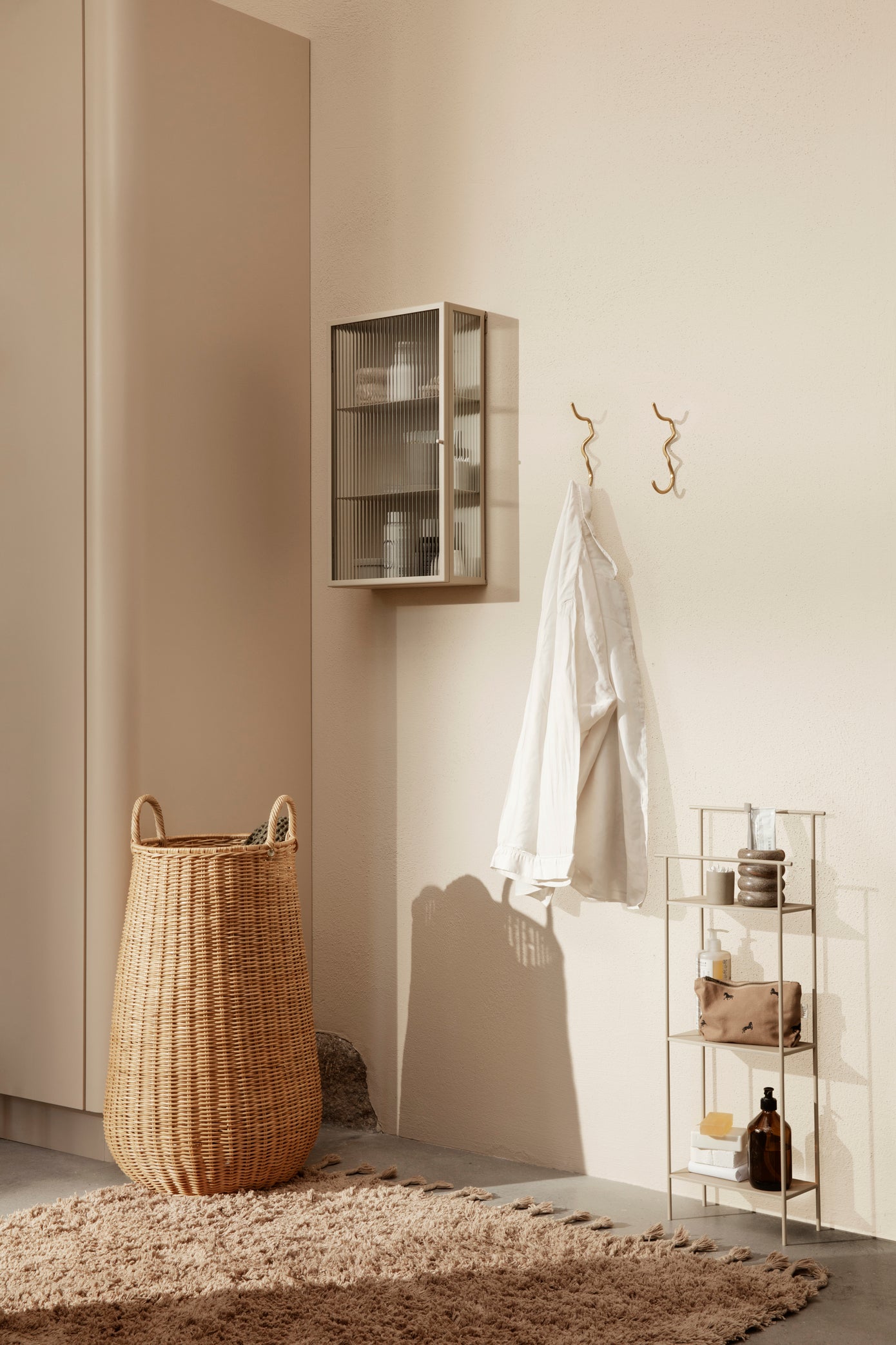 Glass Cabinet | Haze Reeded-Glass Wall Cabinet in Black - Lifestory - ferm Living