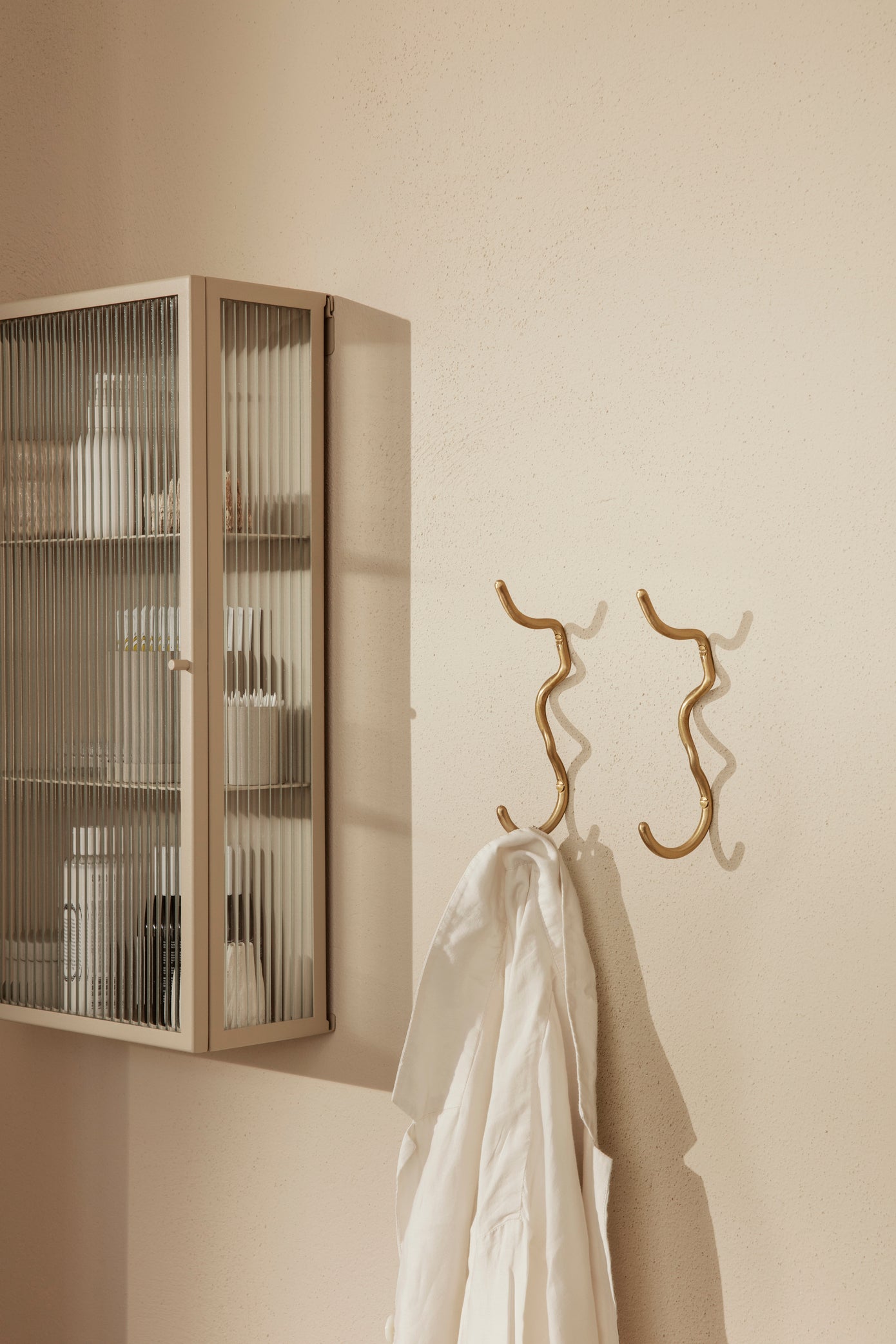 Glass Cabinet | Haze Reeded-Glass Wall Cabinet in Black - Lifestory - ferm Living