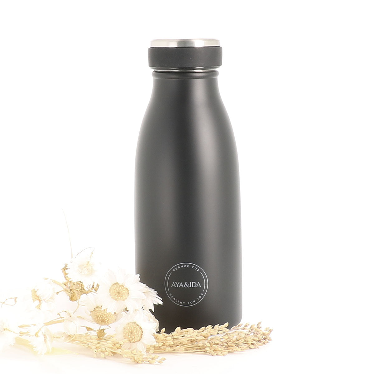 Aya & Ida Reusable bottle | 350ml | Hot or Cold | Matte Black | Sold at Lifestory