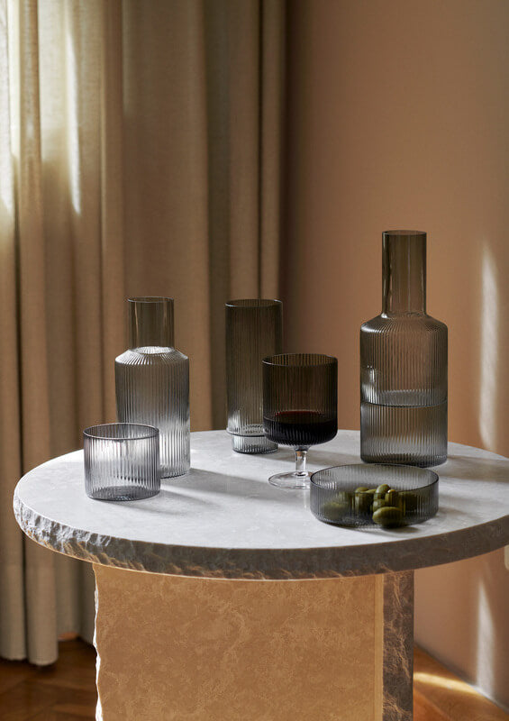 Ripple Wine Glass | Smoked Grey | Set of 2 | by ferm Living - Lifestory - ferm Living