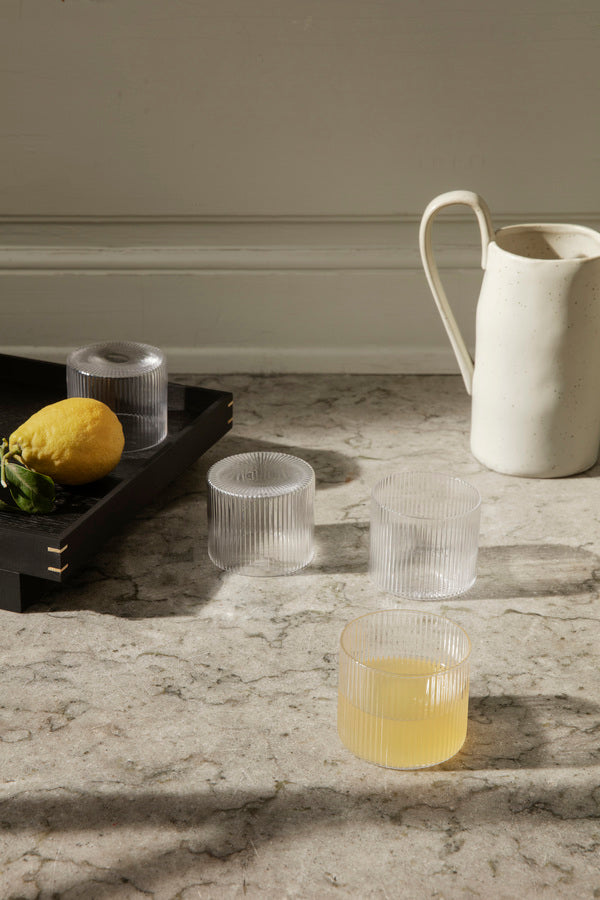 Ripple Low Glasses | Smoked Grey | Set of 4 | by ferm Living - Lifestory - ferm Living