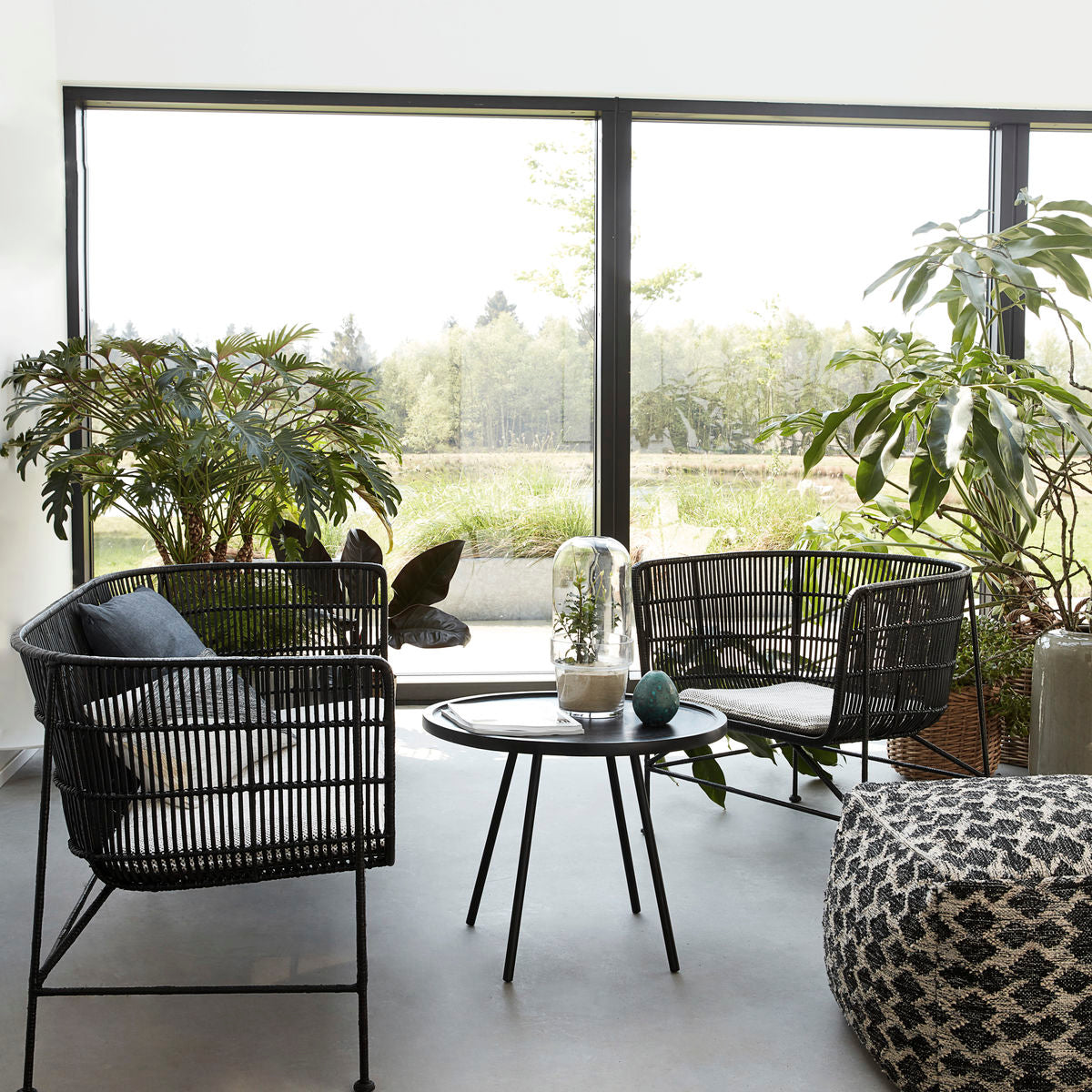 Cuun Two-Seater Woven Rattan sofa in Black or Natural | by House Doctor - Lifestory