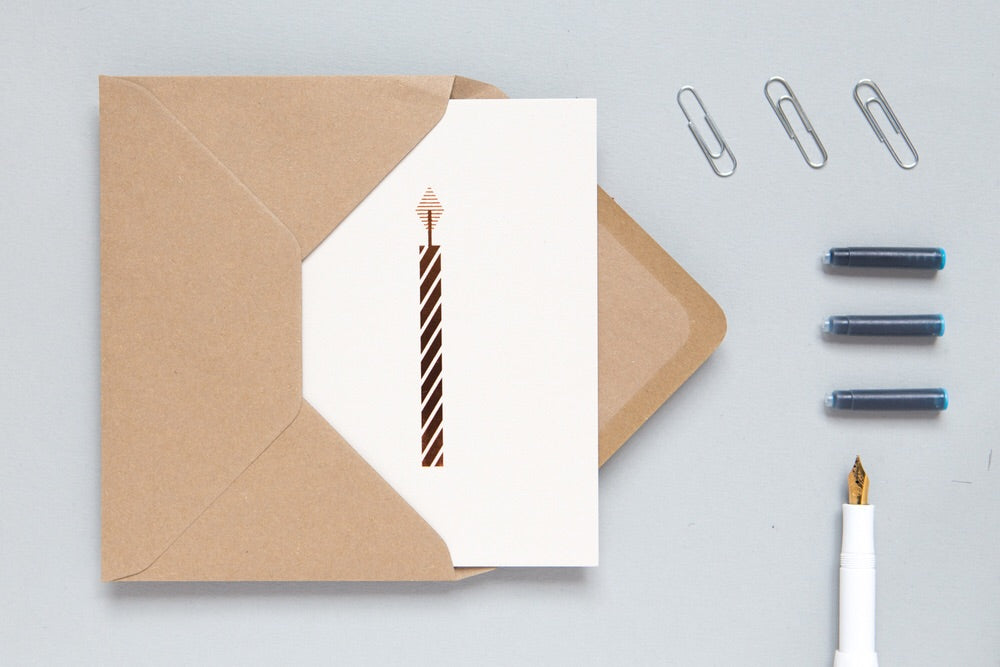 Birthday Candle Card | Copper on Stone | Foil Blocked | by Ola - Lifestory