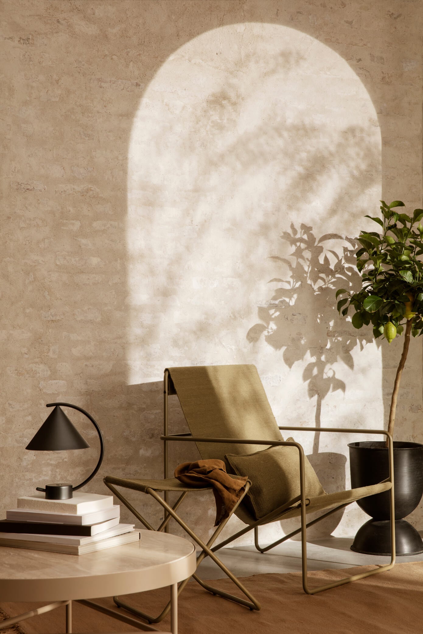 Desert Lounge Chair | Black Frame + Olive Fabric | by ferm Living - Lifestory - ferm Living