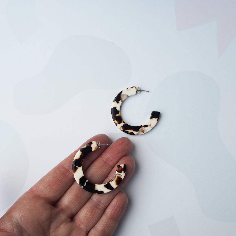 Umber Midi Hoop Earrings | Umber & Winter White | by Custom Made - Lifestory - Custom Made