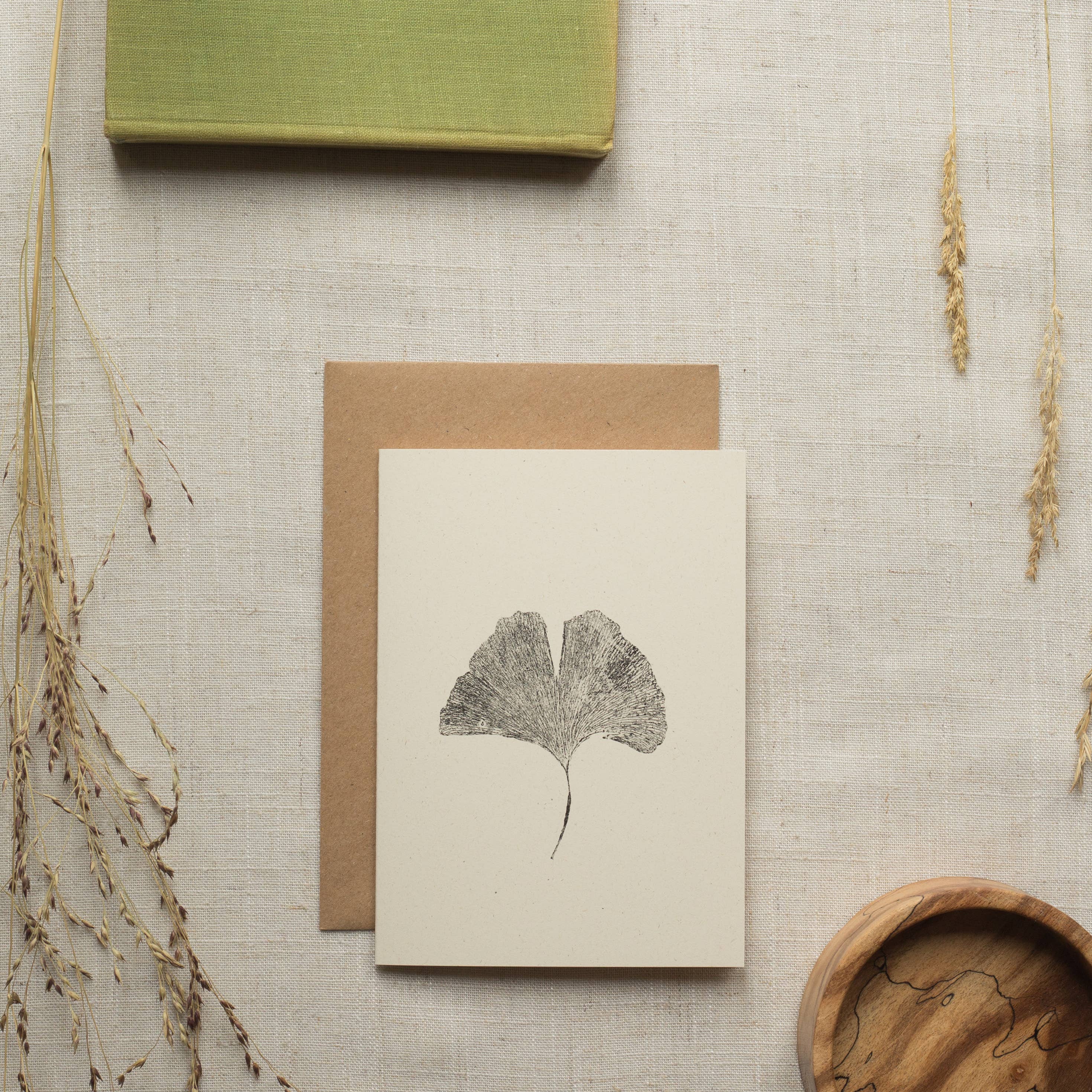 Ginkgo Leaf Botanical Monoprint Card by Alicia Breakspear - Lifestory
