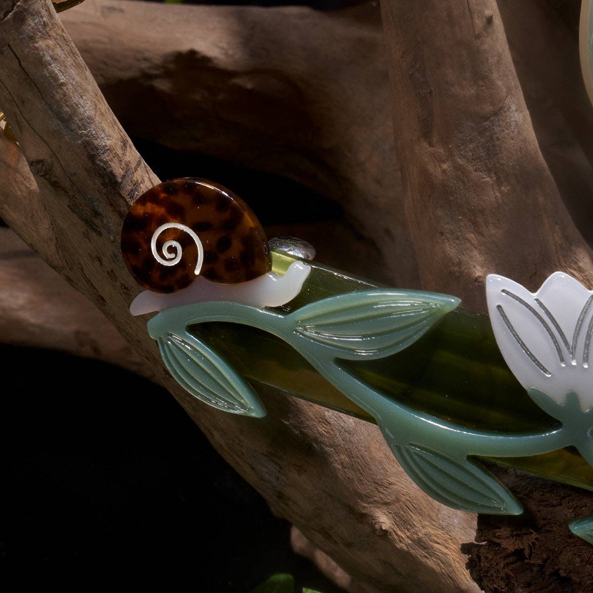 Winona Irene Brocéliande French Barrette with Flowers & Snails - Lifestory