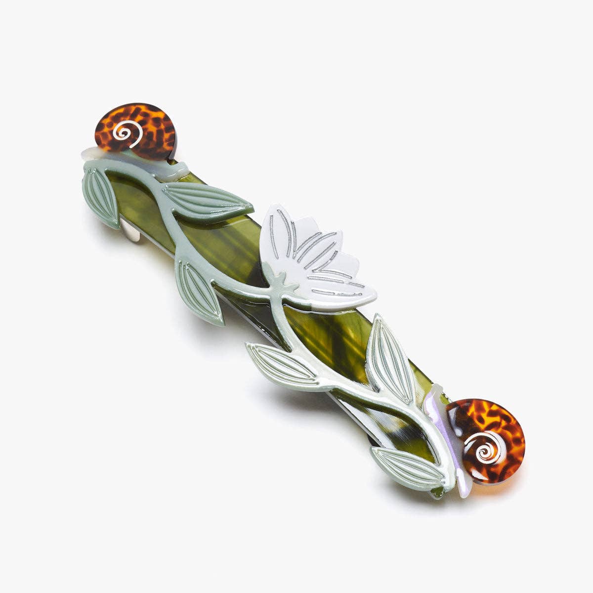 Winona Irene Brocéliande French Barrette with Flowers & Snails - Lifestory