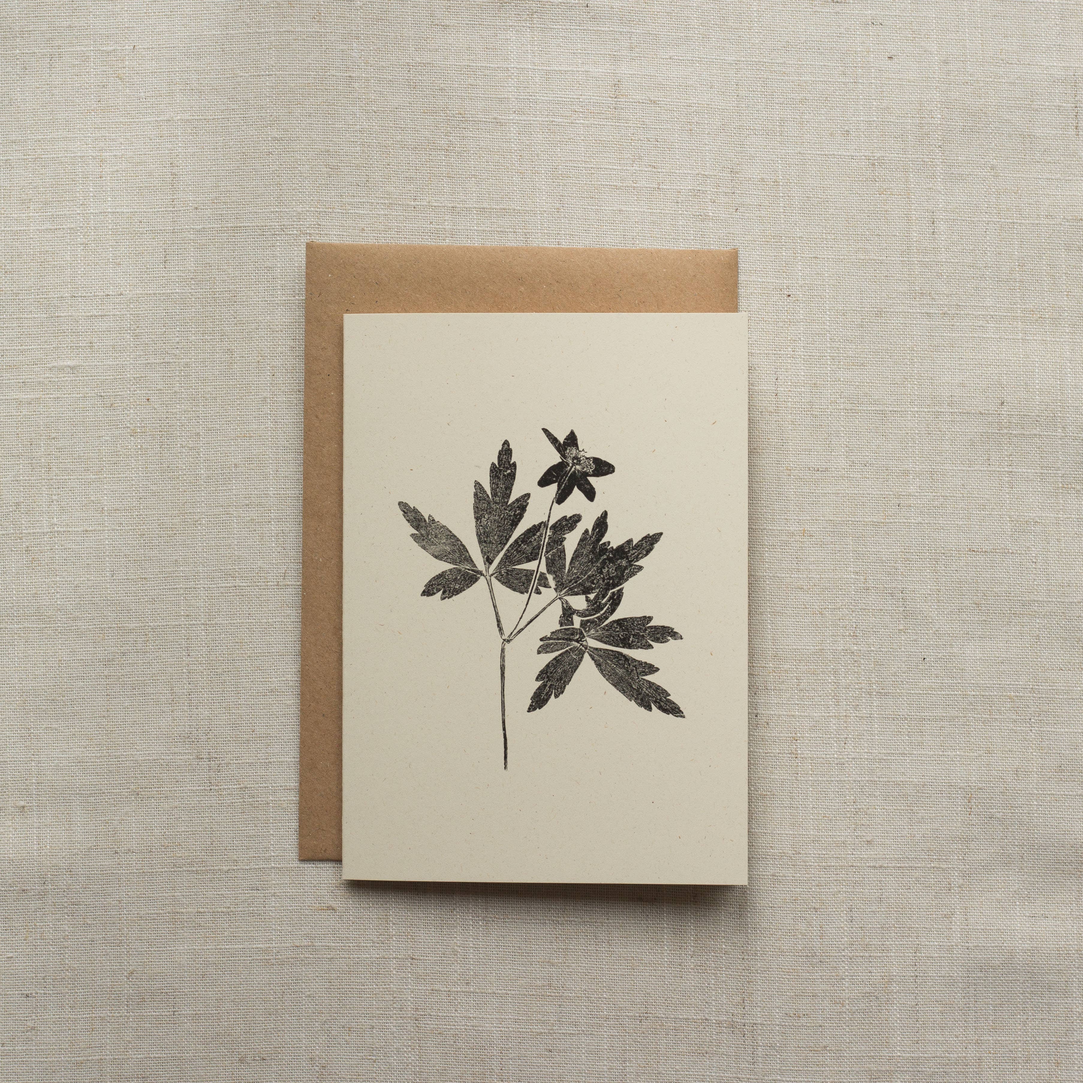 Wood Anemone Botanical Monoprint Card by Alicia Breakspear - Lifestory