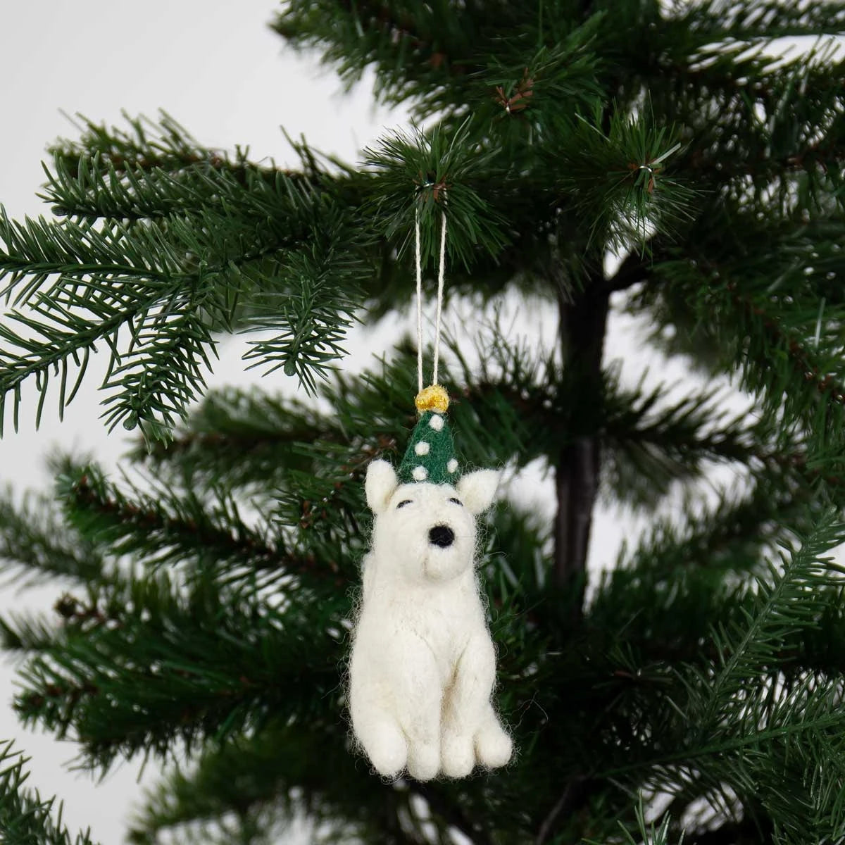 Party Dog Hand Felted Hanging Ornament