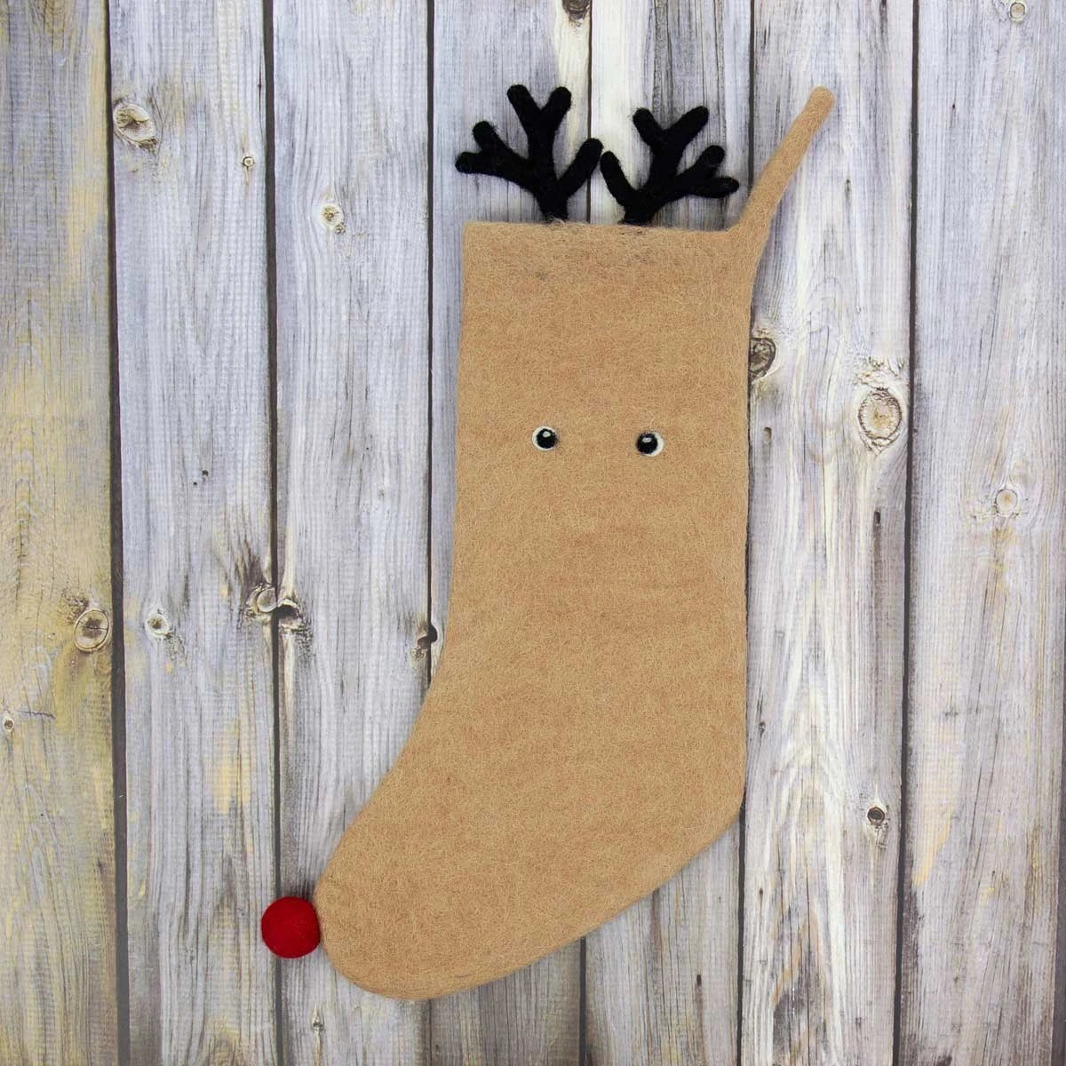 Reindeer Hand Felted Stocking