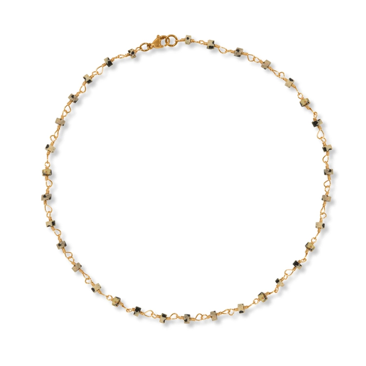 Dalmatian Jasper Wire Necklace in Gold by A Weathered Penny - Lifestory