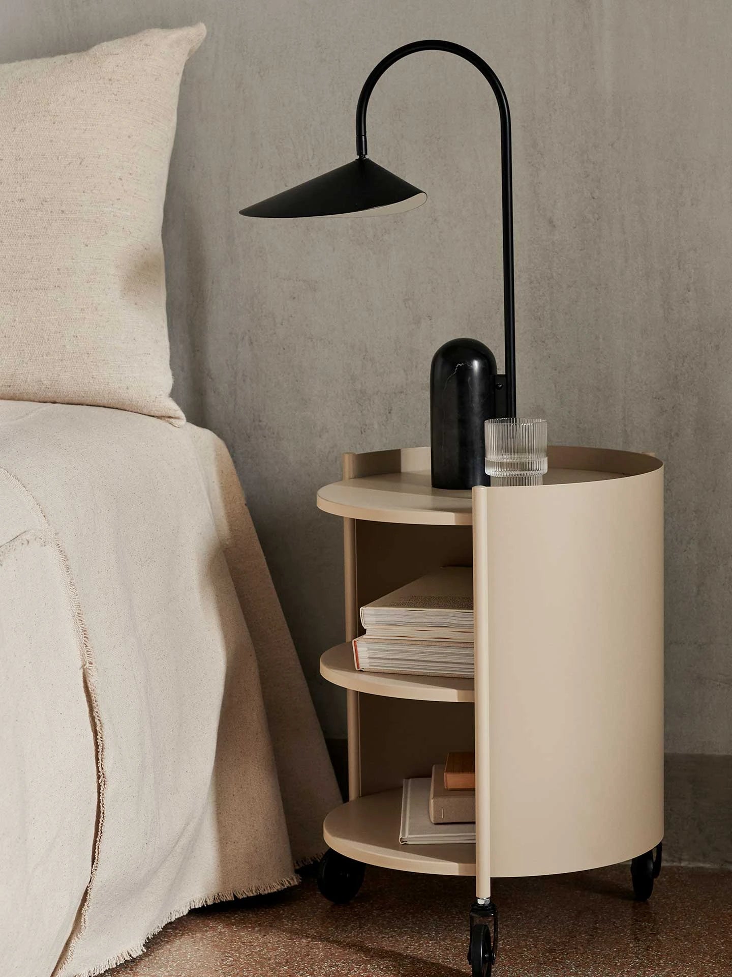 Arum Table Lamp | Black/Black Marble | by ferm Living - Lifestory