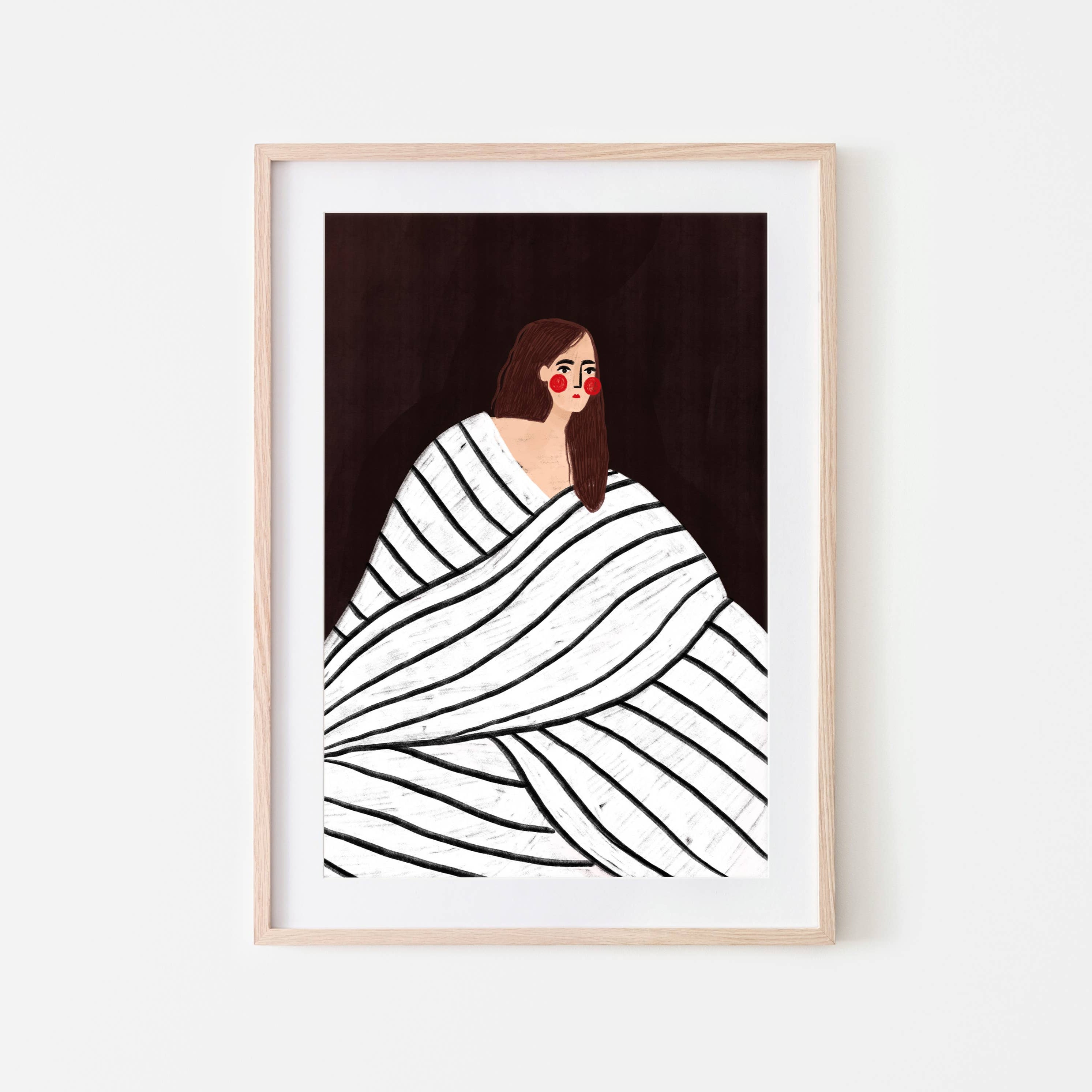 Bea Müller 'The Woman With The Black and White Stripes' Art Print A3 framed example