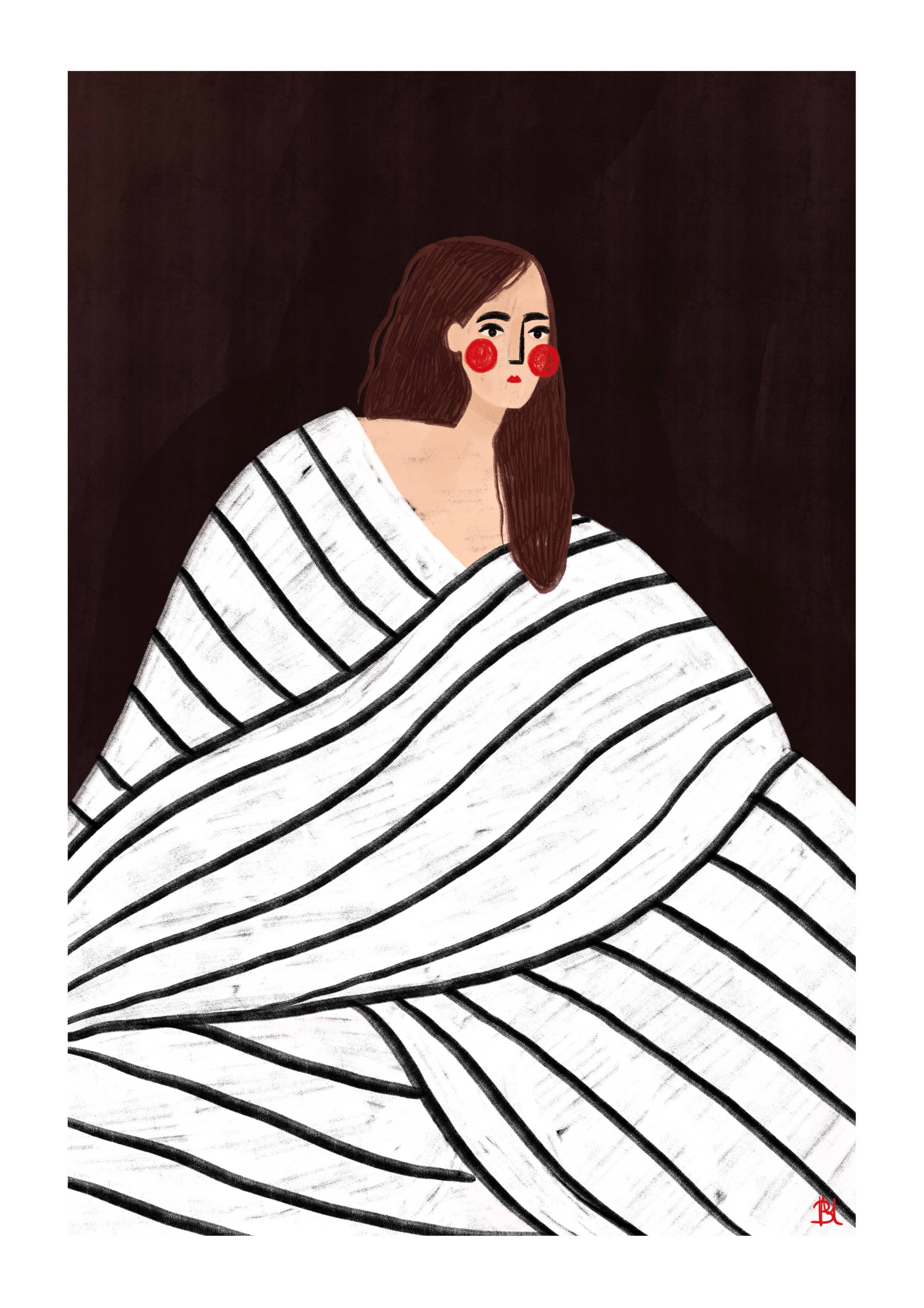 Bea Müller 'The Woman With The Black and White Stripes' Art Print A3