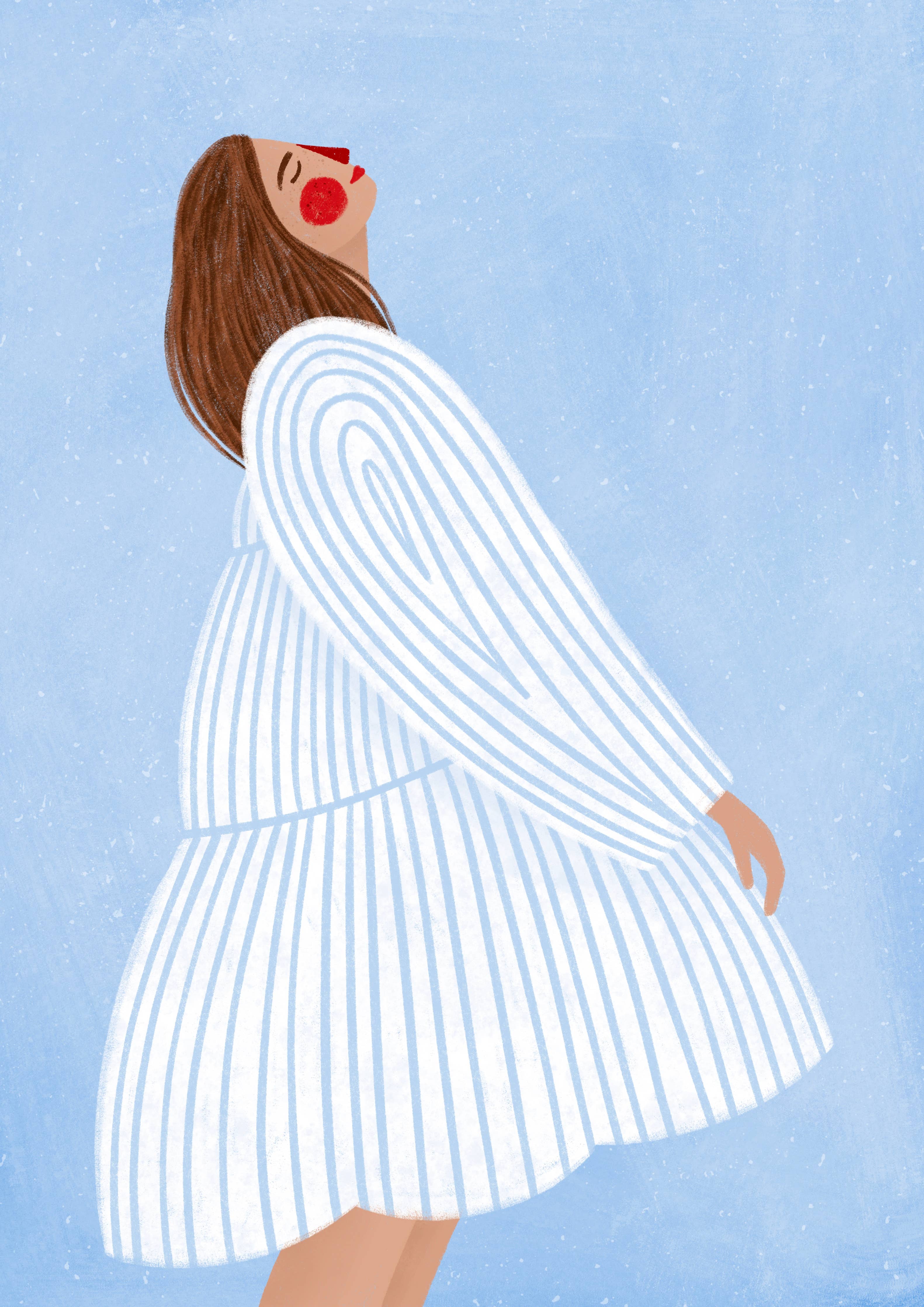 Bea Müller 'The Woman With The Blue Stripes' A3 Unframed Art Print