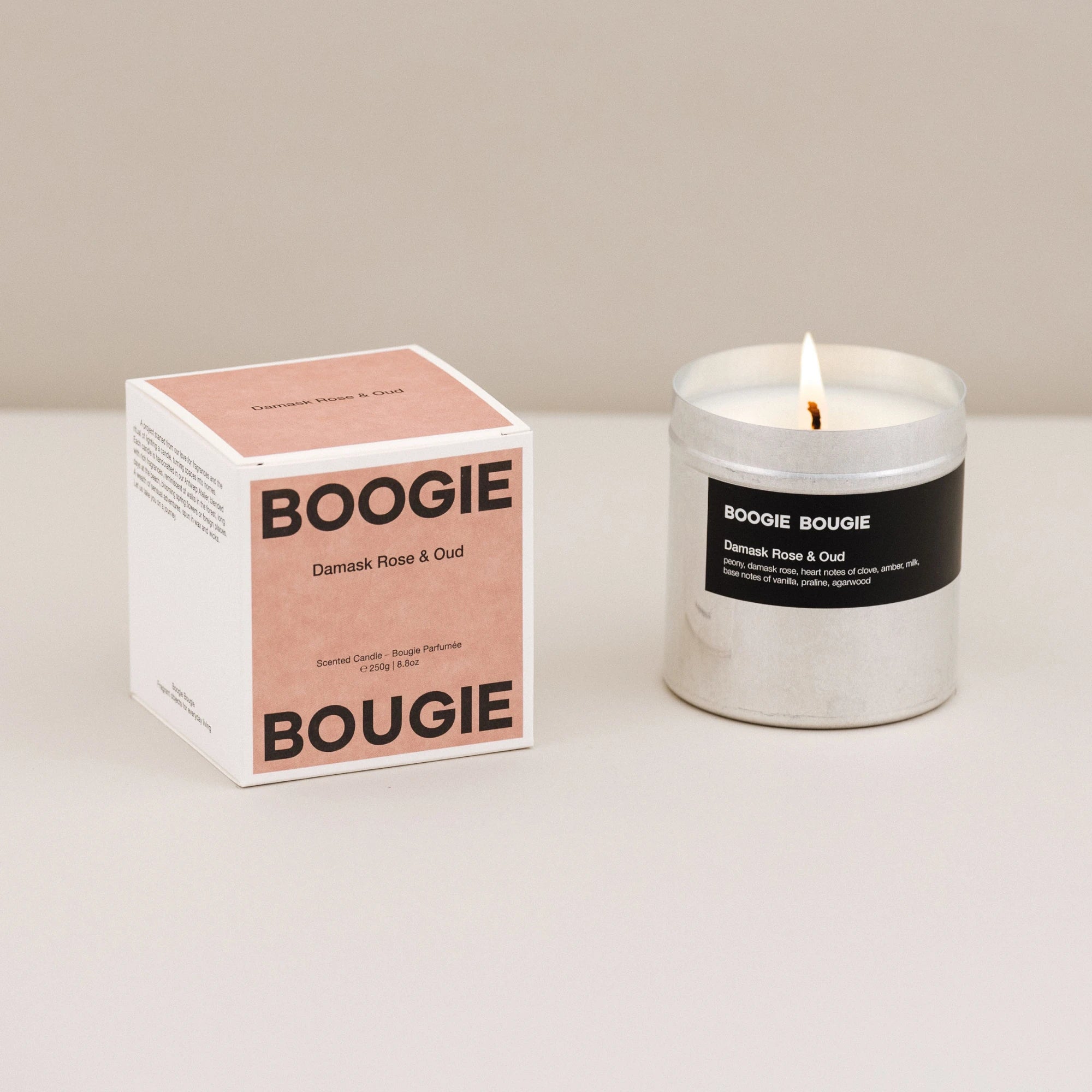 Boogie Bougie Damask Rose & Oud 250g Scented Soy Wax Candle - Lifestory