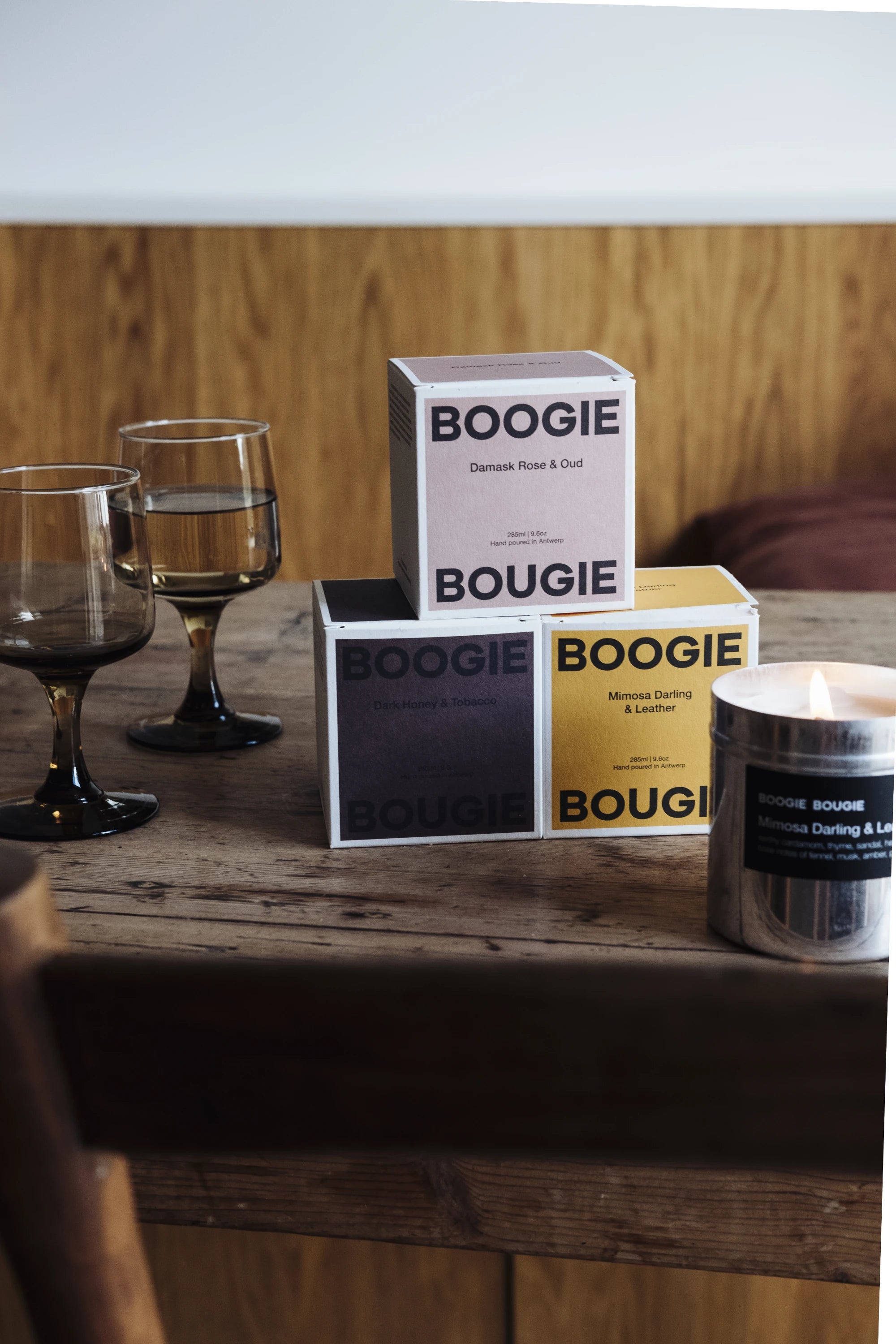 Boogie Bougie Mimosa Darling & Leather 250g Scented Soy Wax Candle - Lifestory