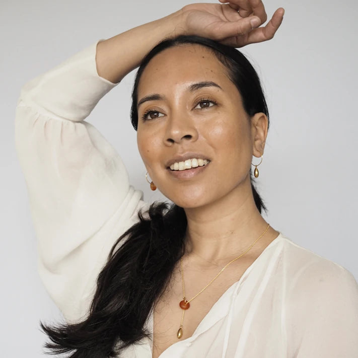 Kira Murano Glass and Gold Teardrop Hoops by brass+bold