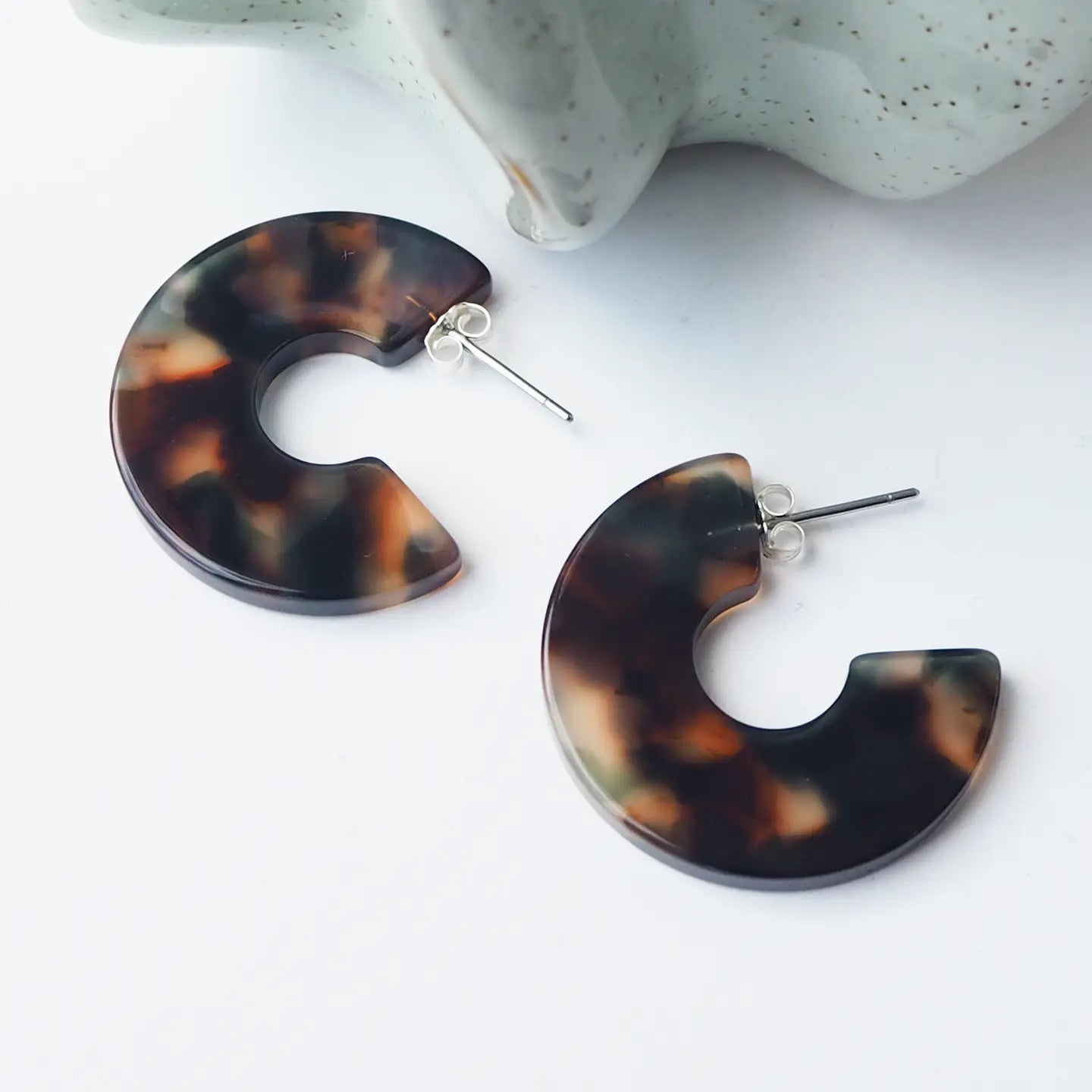 Foret Statement Hoop Earrings | Forest Tortoiseshell | by Custom Made - Lifestory