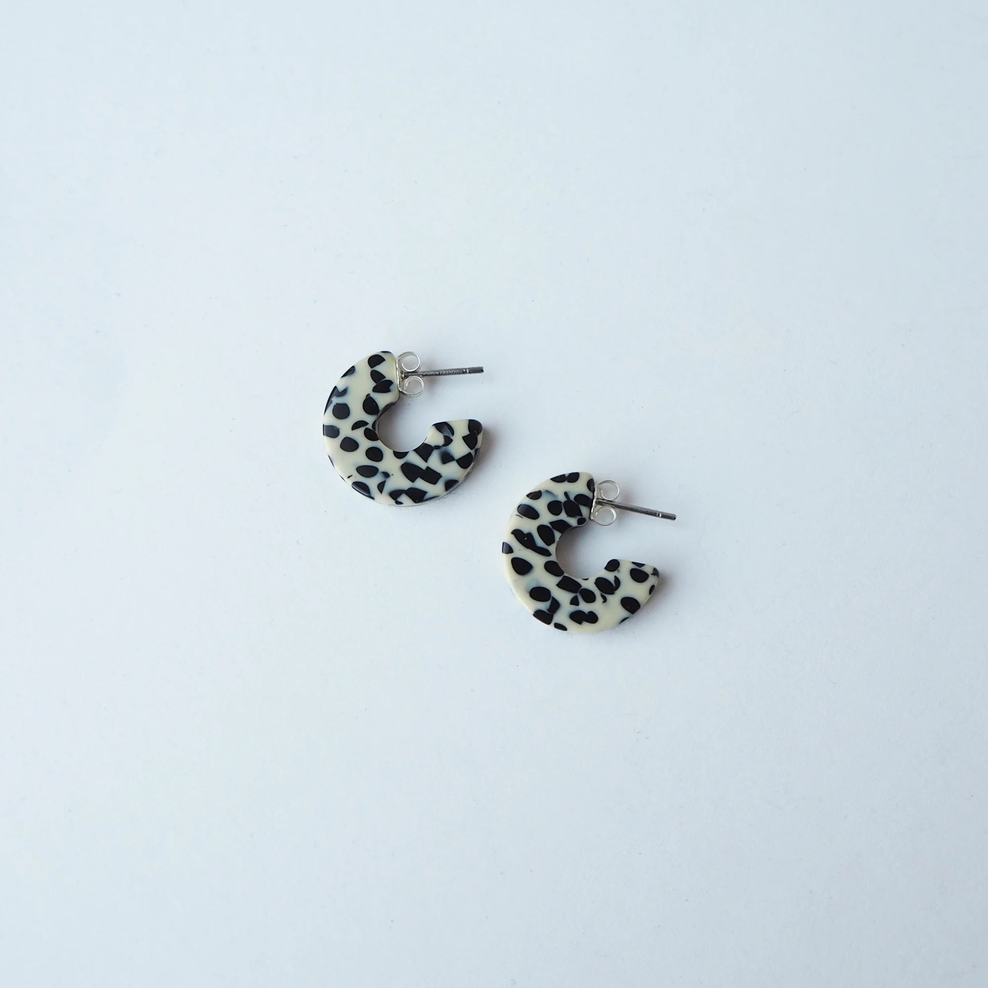 Marble Terrazzo Flat Super Mini Hoop Earrings | by Custom Made