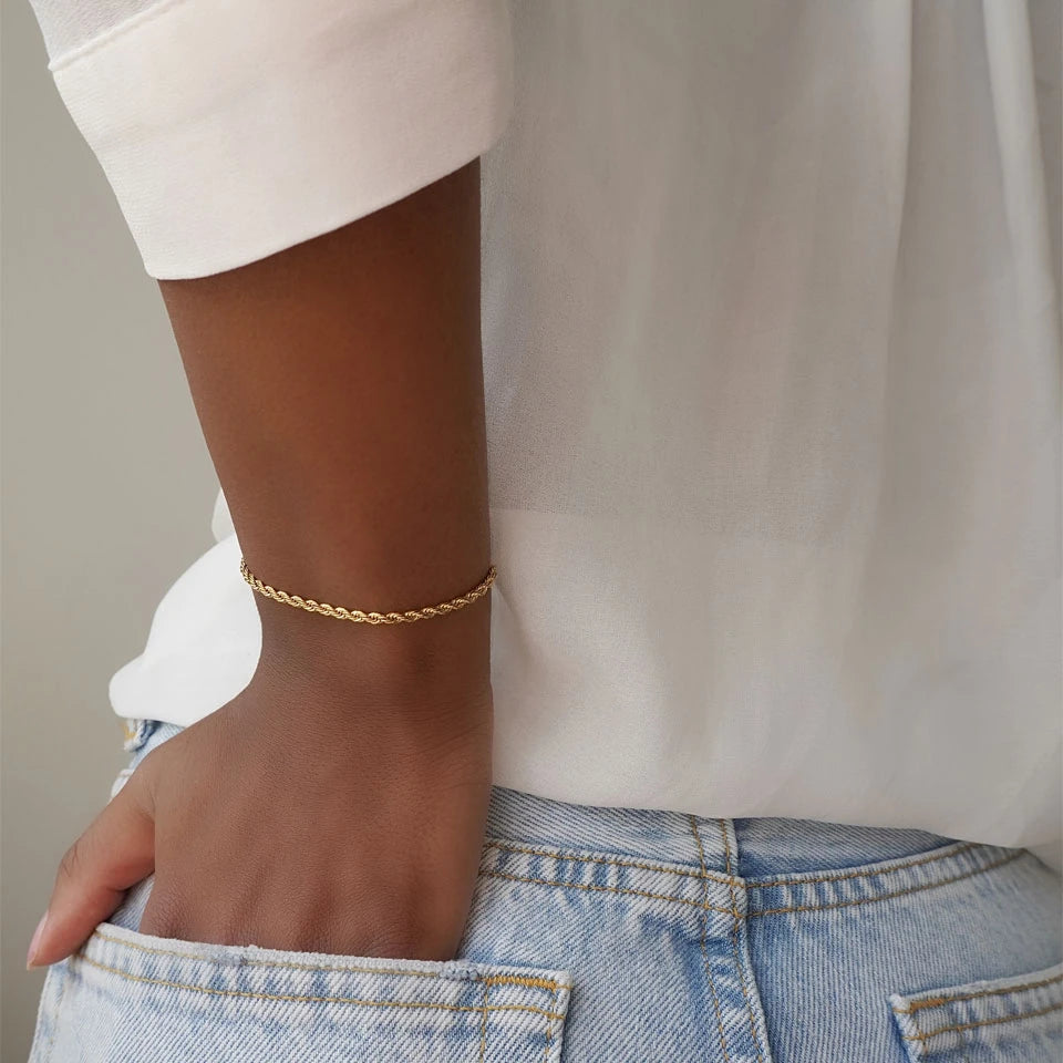 Delicate Rope Bracelet in Gold or Silver by A Weathered Penny - Lifestory