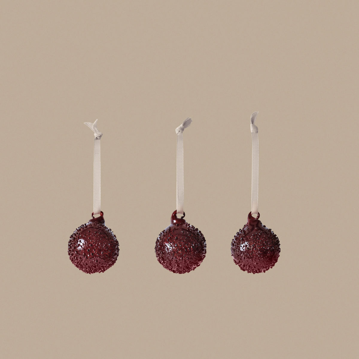 Ferm Living Flurry Baubles S - Set of 3 in Picante Red Glass