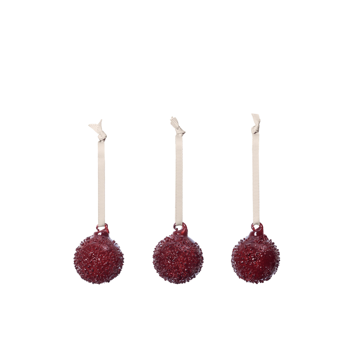 Ferm Living Flurry Baubles S - Set of 3 in Picante Red Glass