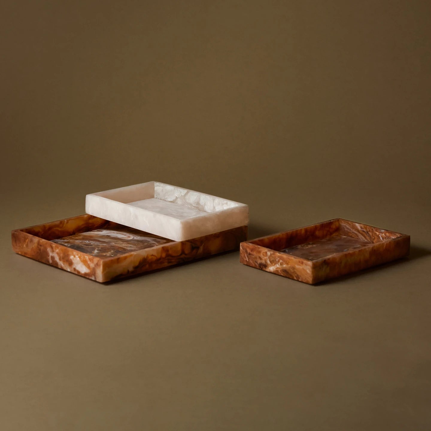 Ferm Living 'Mist' Rectangular 10x15cm Tray in Marbled Resin - Lifestory