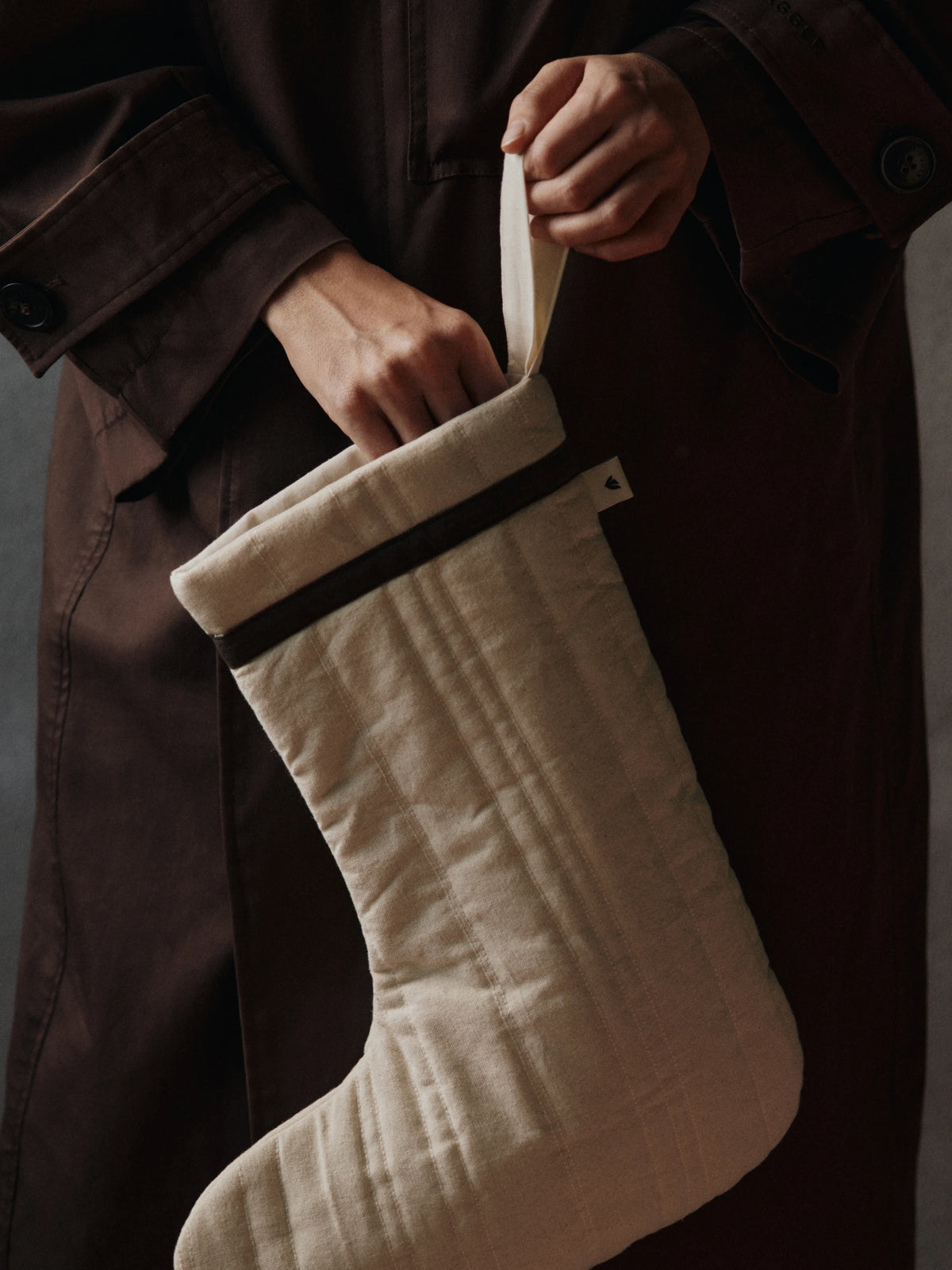 Ferm Living Cotton Vari Quilted Christmas Stocking in Natural - Lifestory