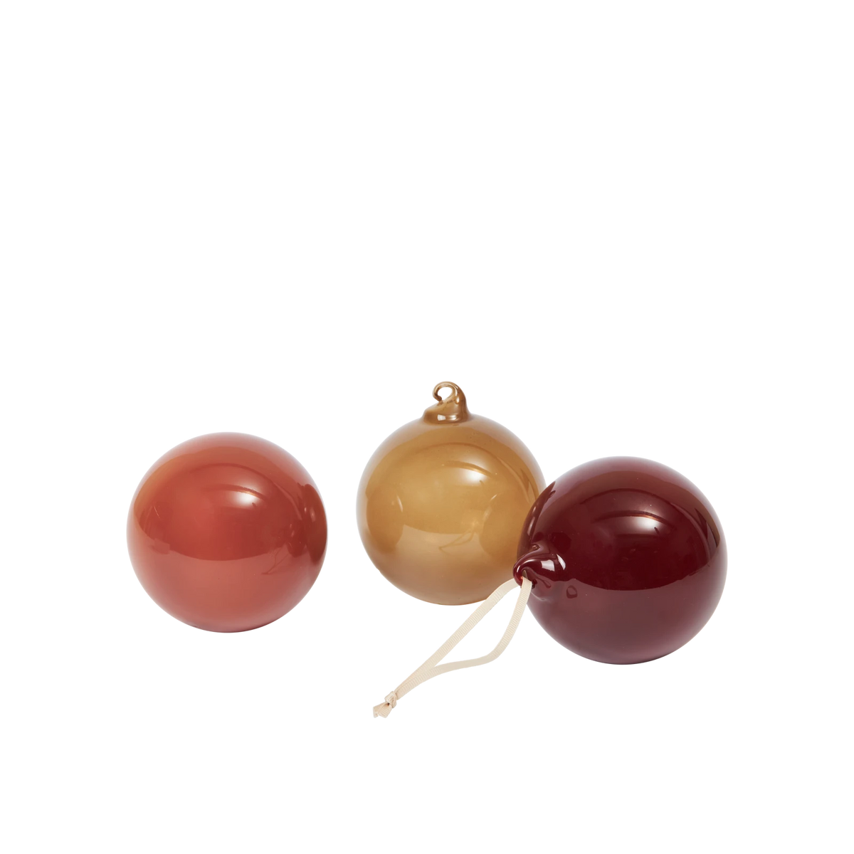 ferm Living Large Glass Baubles Set of 3 in Roseate Opaque Glass | Lifestory